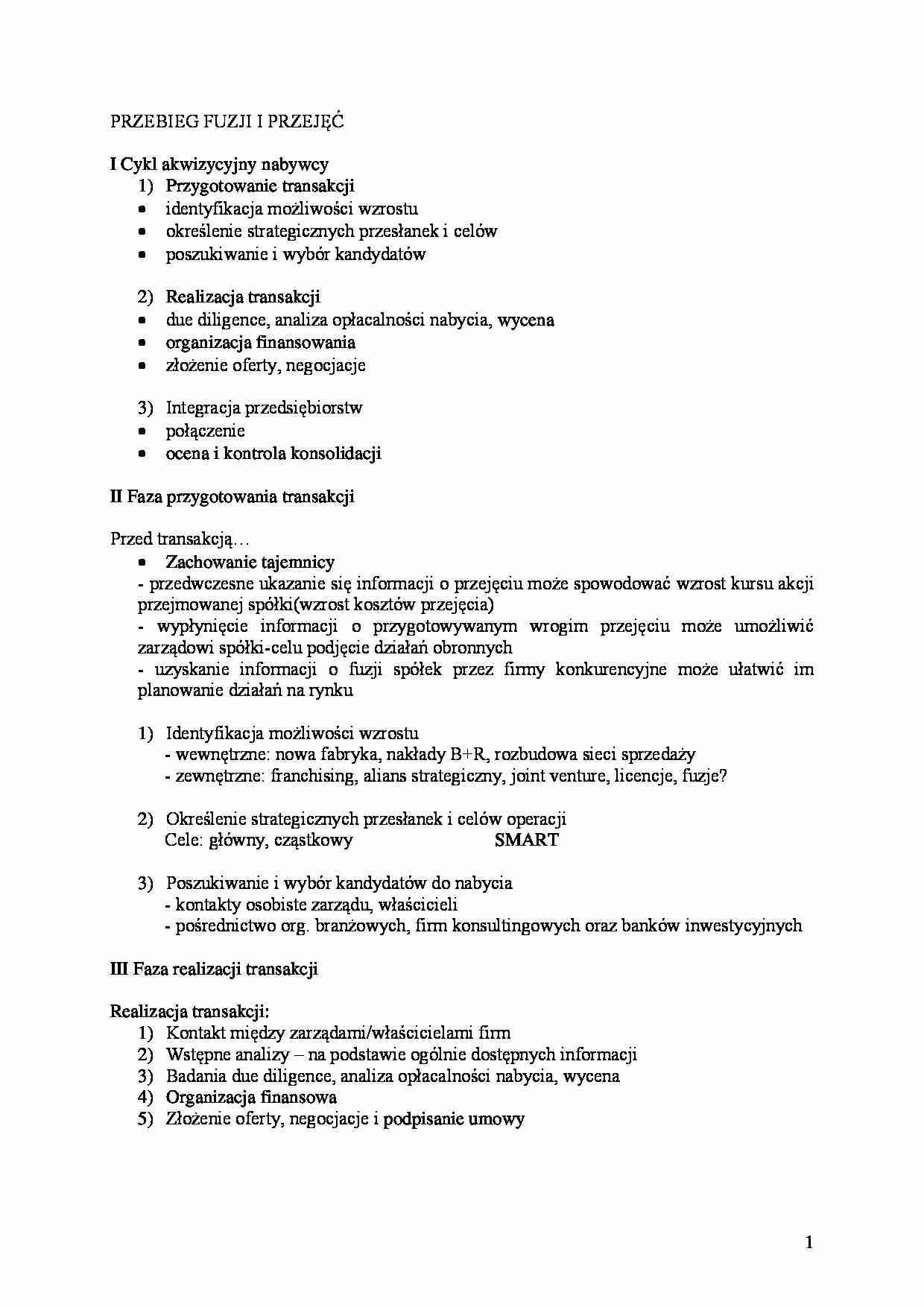 Przebieg fuzji i przejęć - strona 1