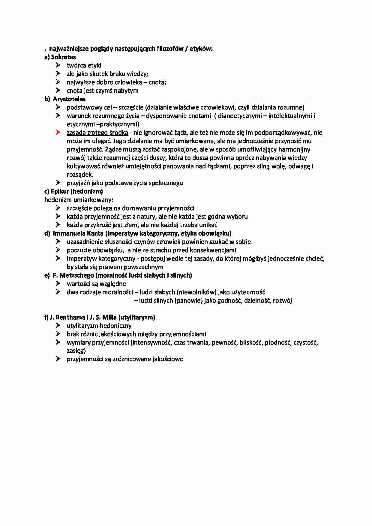 Najważniejsze poglądy następujących filozofów - strona 1