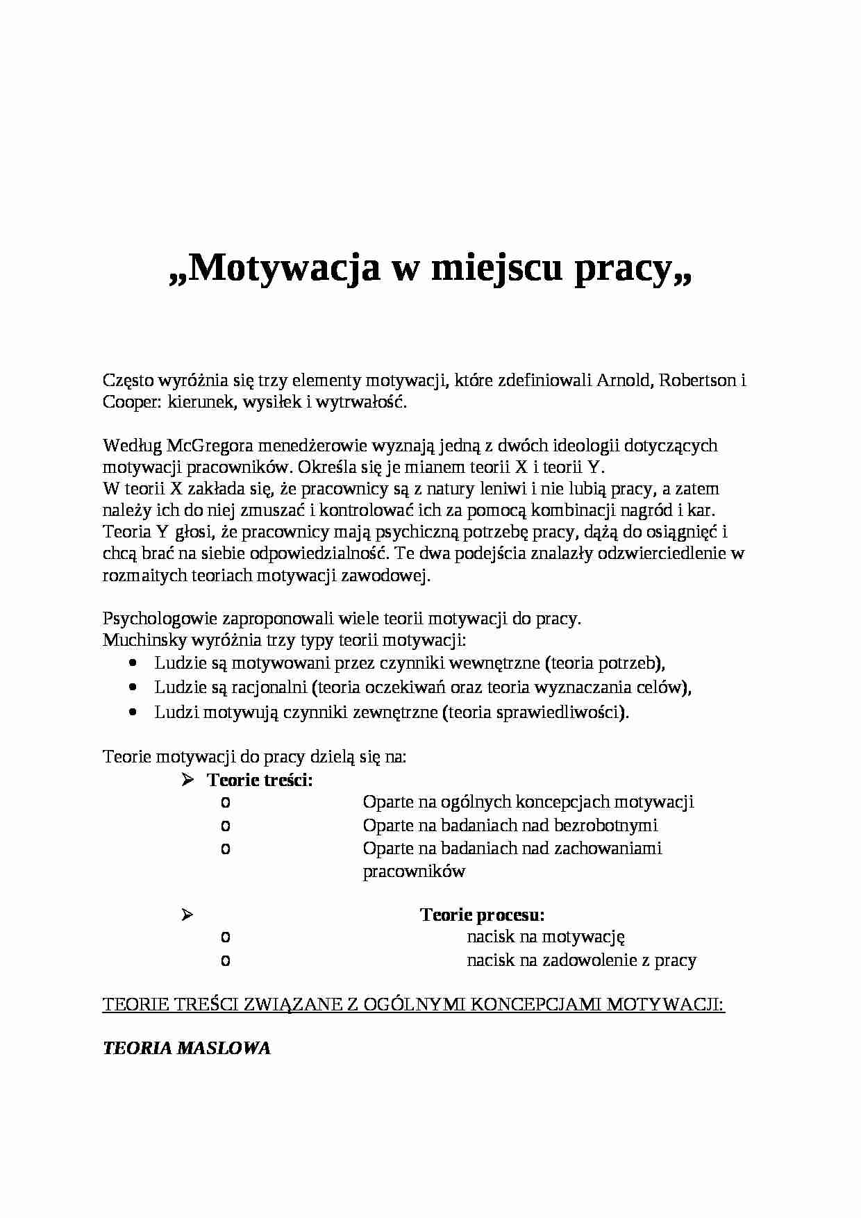 Motywacja w miejscu pracy - strona 1