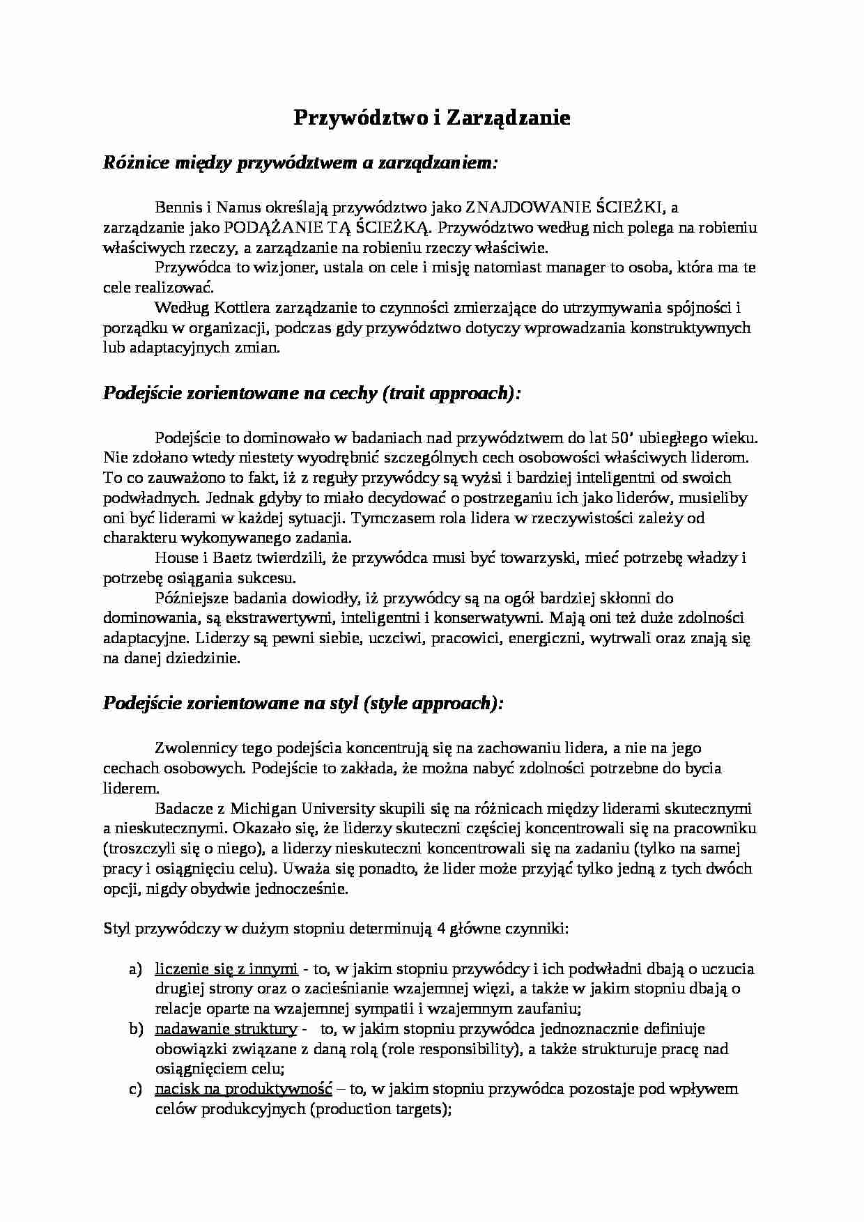 Przywództwo i zarządzanie - strona 1