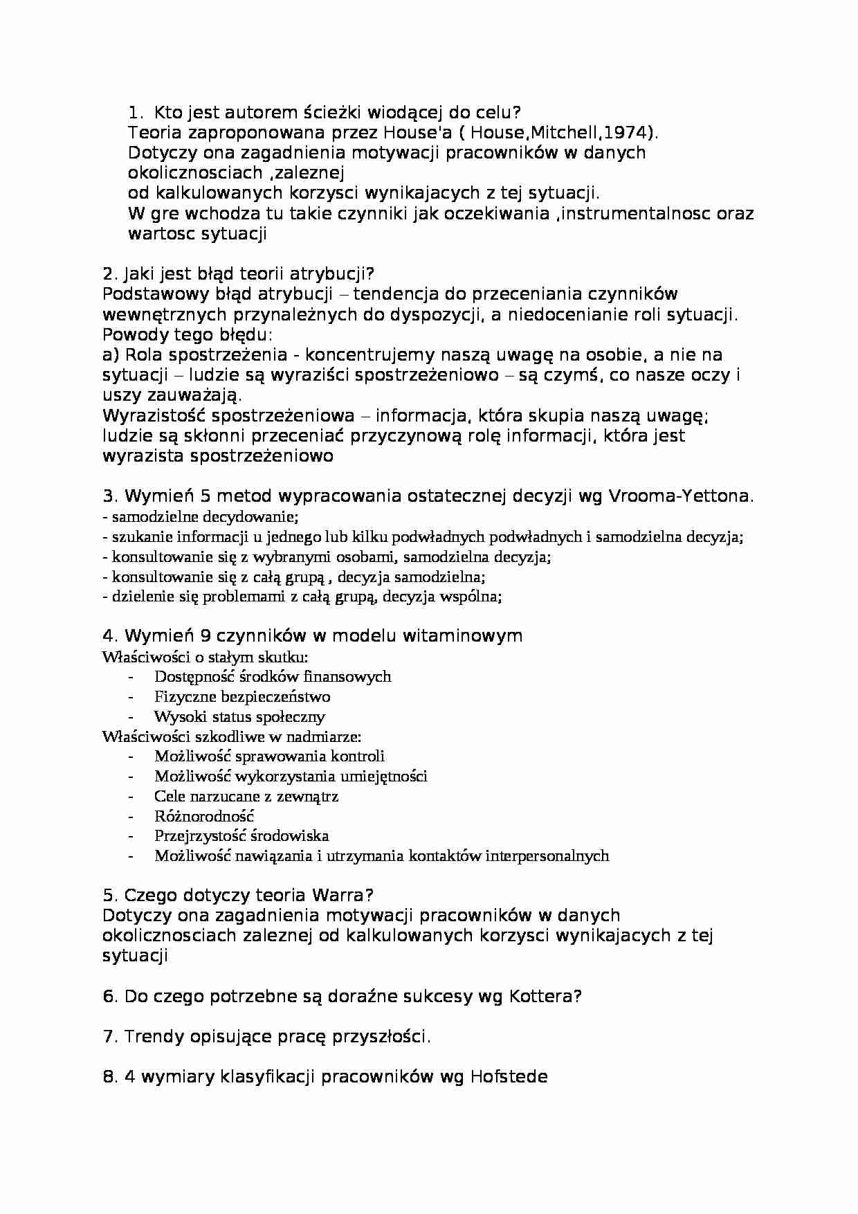 Psychologia kierowania-pytania na zaliczenie - strona 1