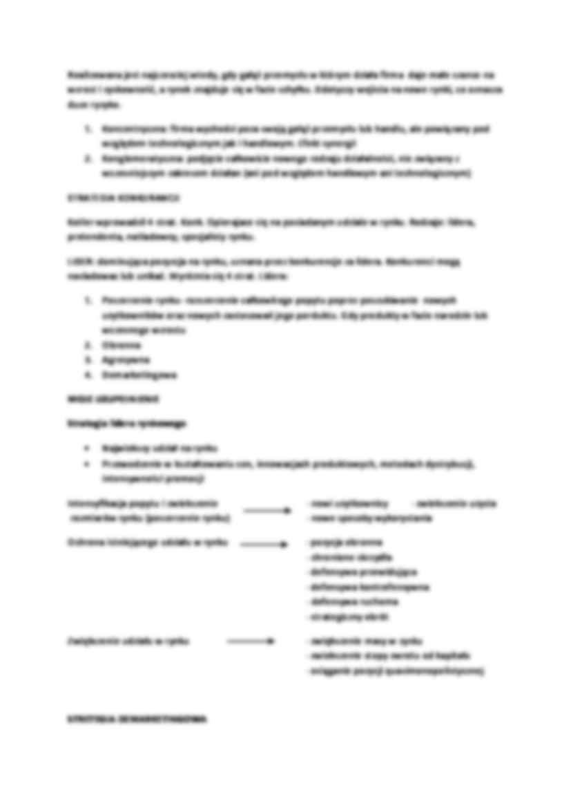 Strategie ogólne:  lidera kosztowego, wyróżniania produktu (oferty), strategia koncentracji (niszy rynkowej) - strona 2