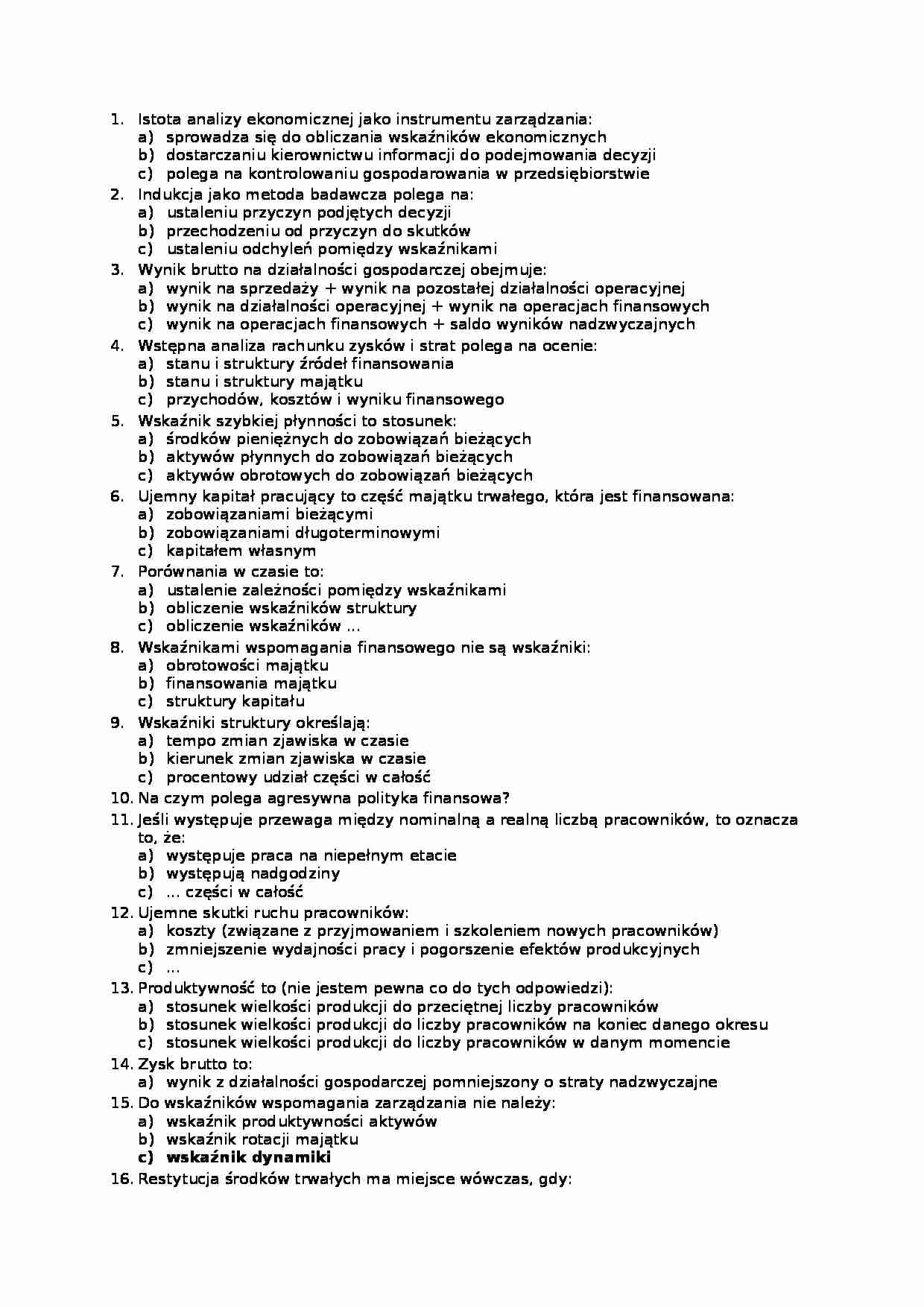 Analiza ekonomiczna-test - wskaźniki - strona 1