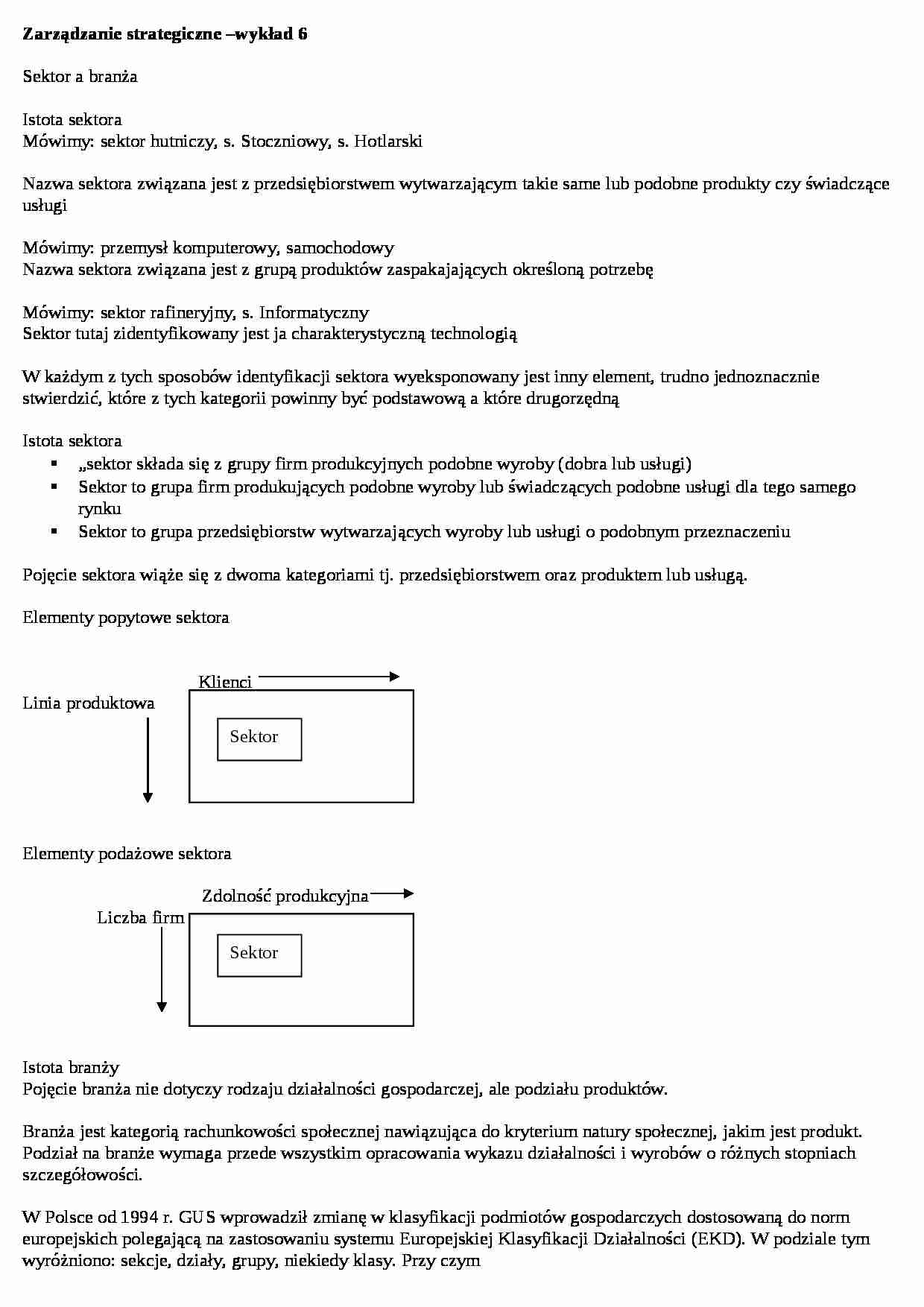 Zarządzanie strategiczne-sektor a branża - strona 1