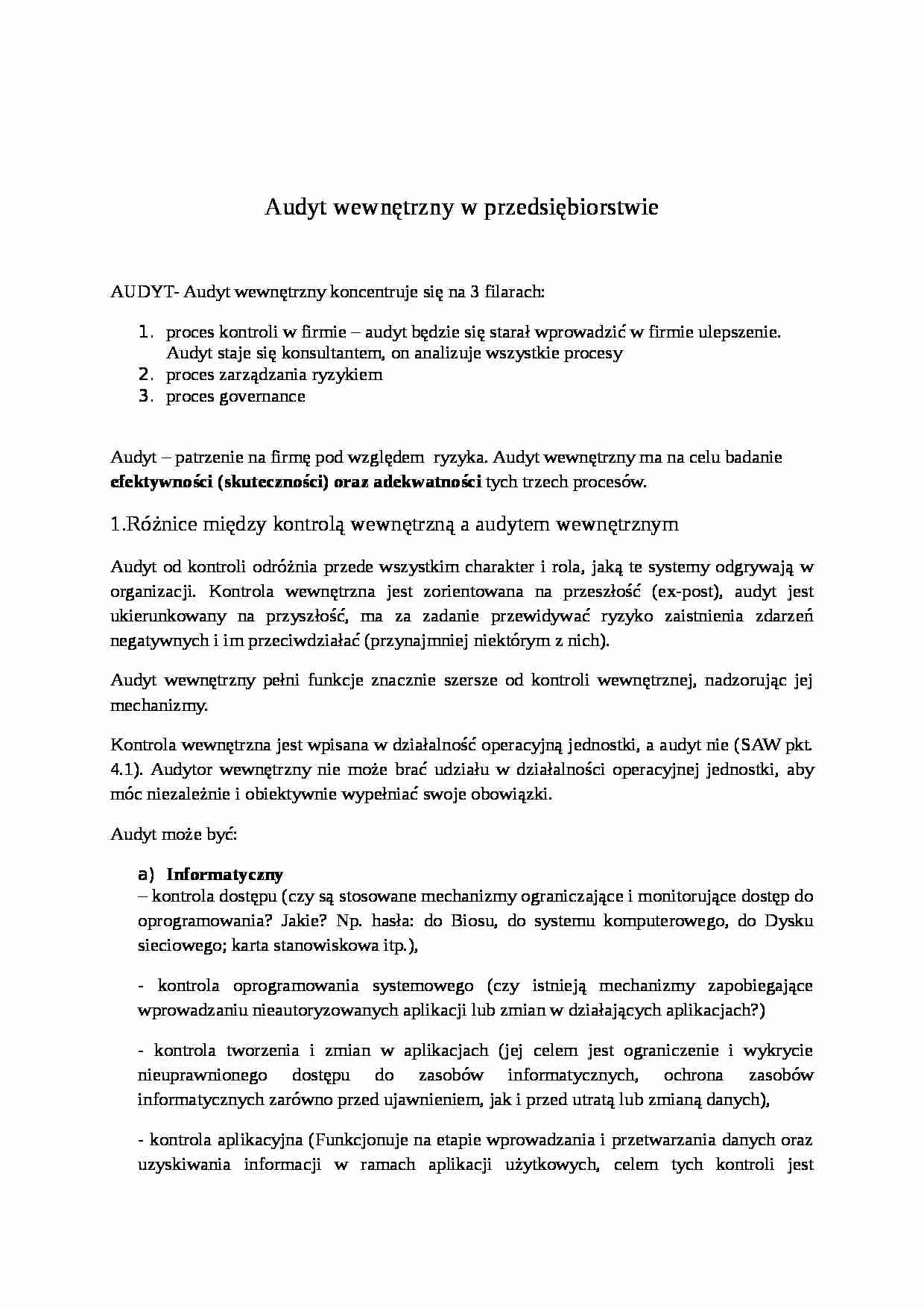 Audyt wewnętrzny w przedsiębiorstwie - strona 1