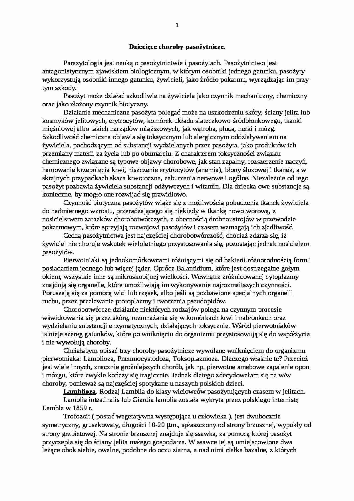 Dziecięce choroby pasożytnicze - strona 1
