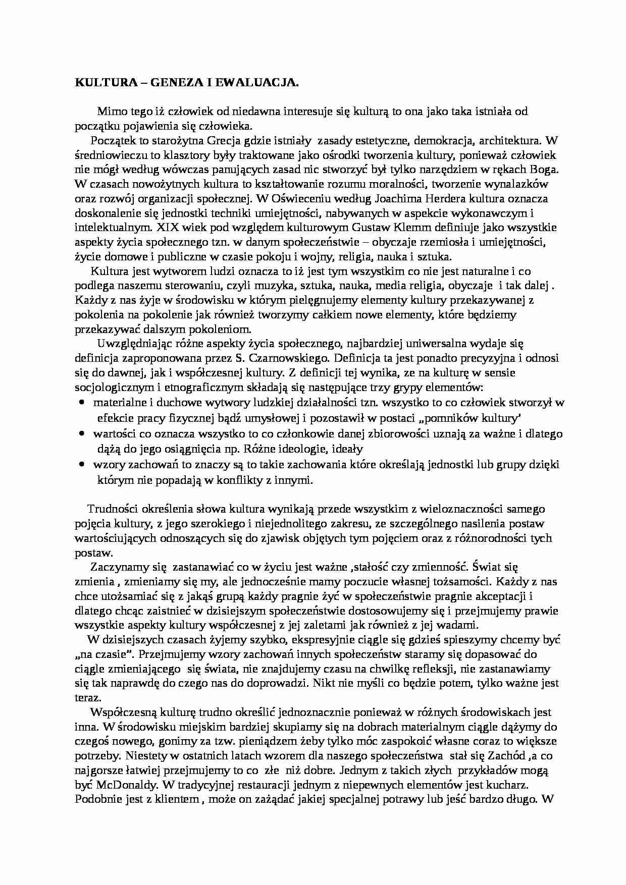 Kultura-geneza i ewaluacja - strona 1