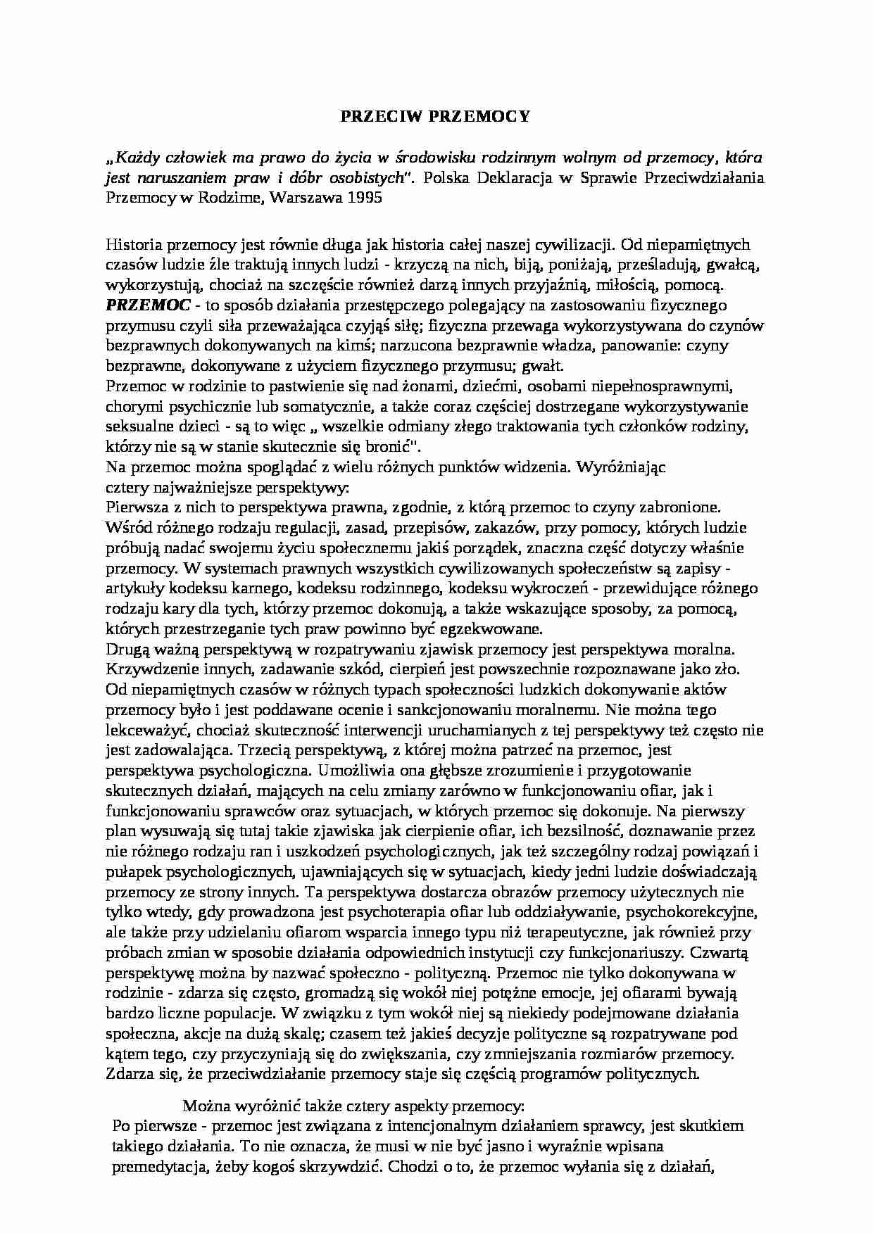 Przeciw przemocy-opracowanie - strona 1