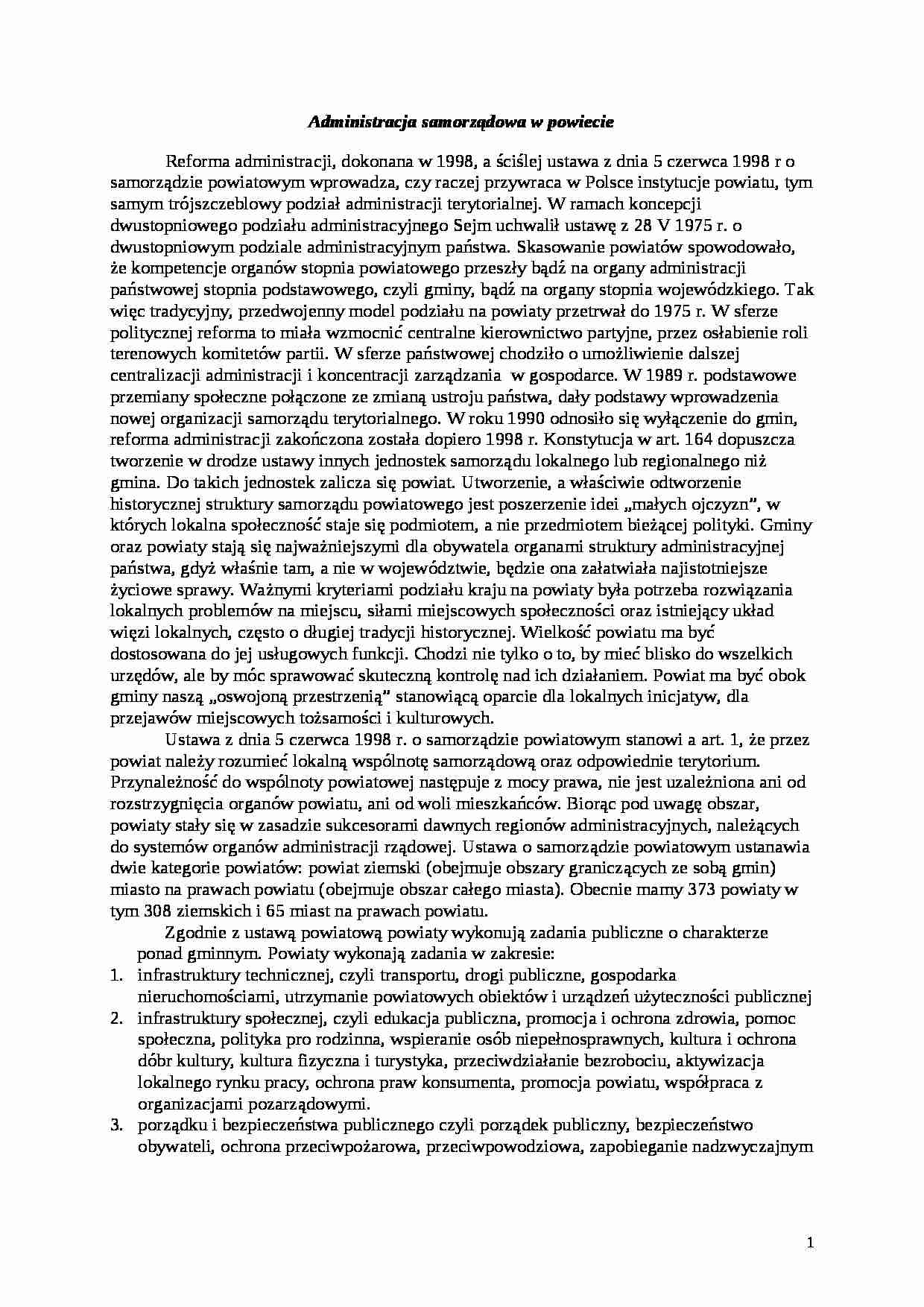 Administracja samorządowa w powiecie - strona 1