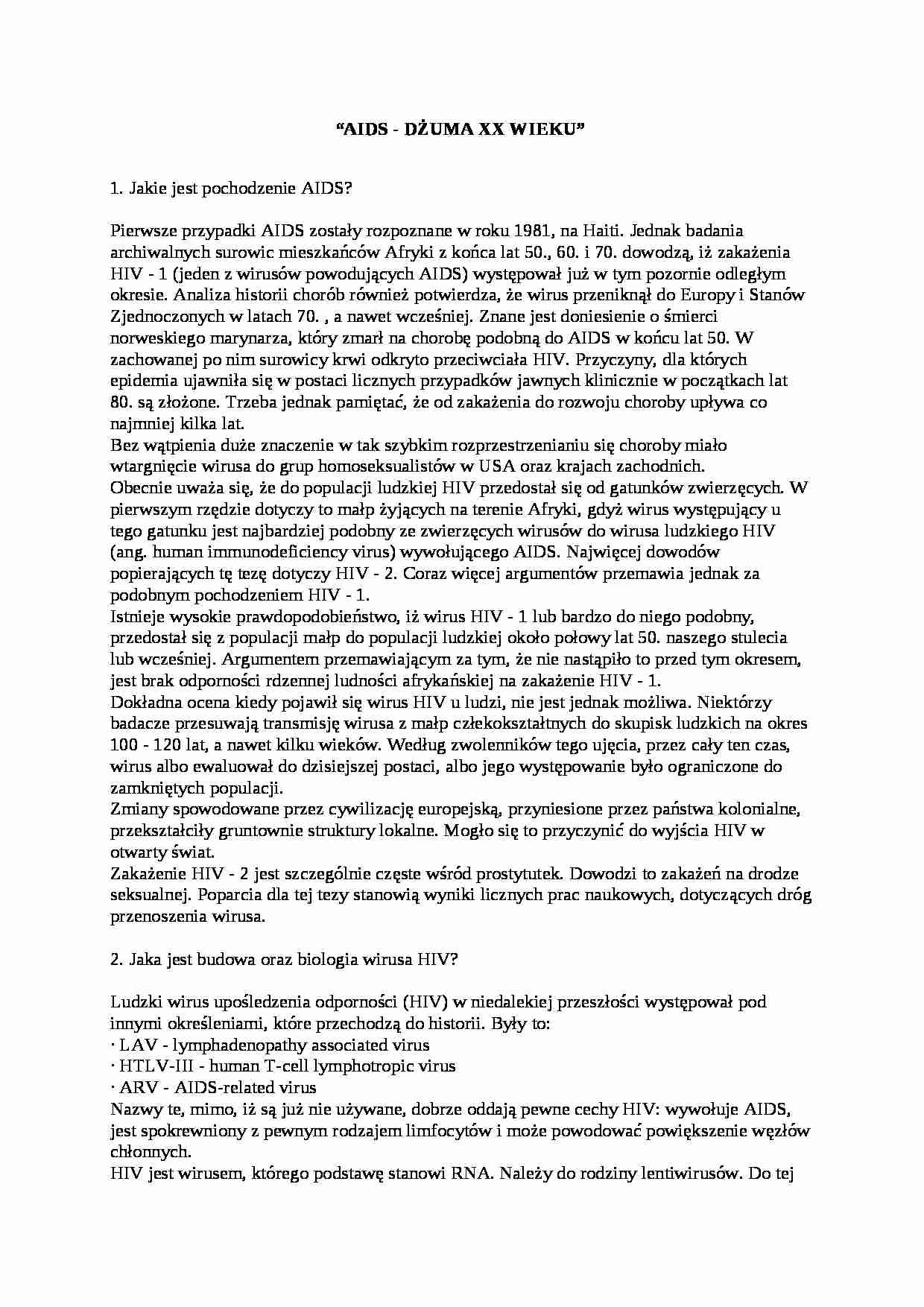 AIDS - Dżuma XX wieku - strona 1
