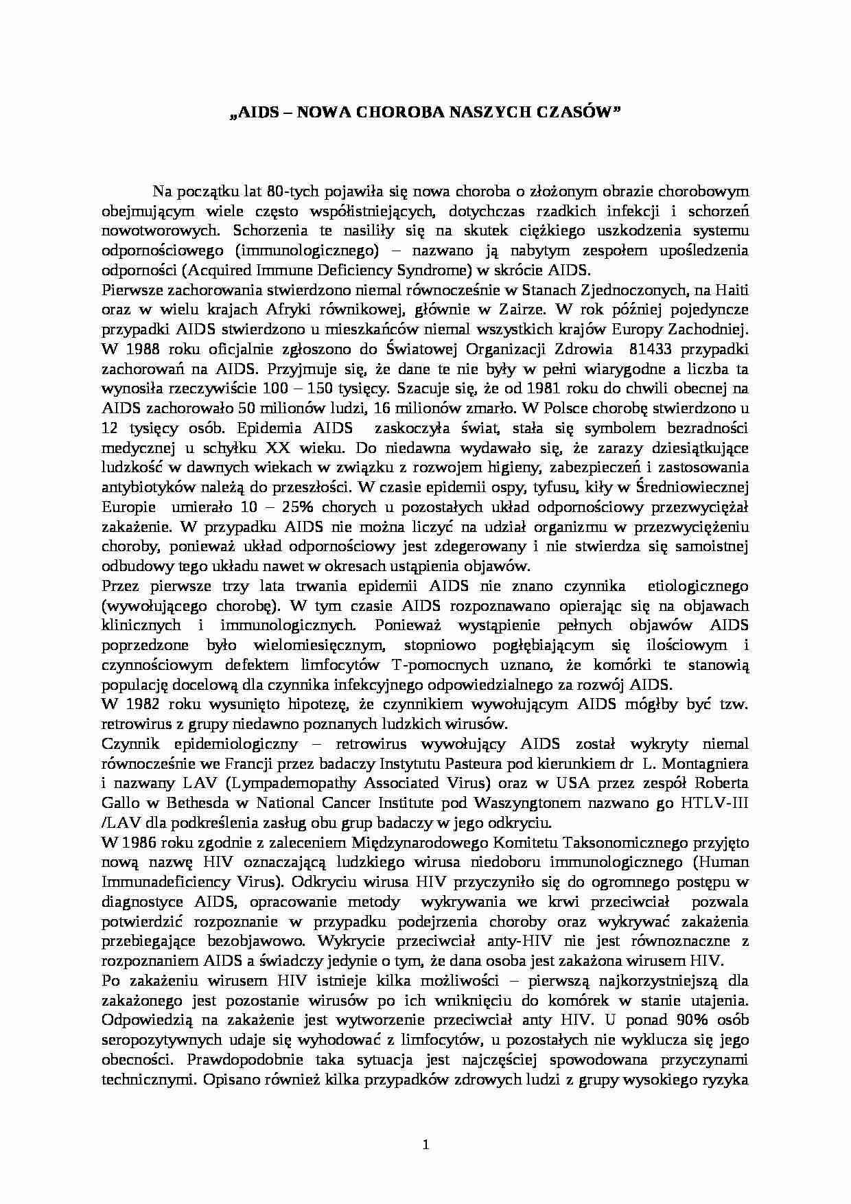 AIDS-nowa choroba naszych czasów - strona 1