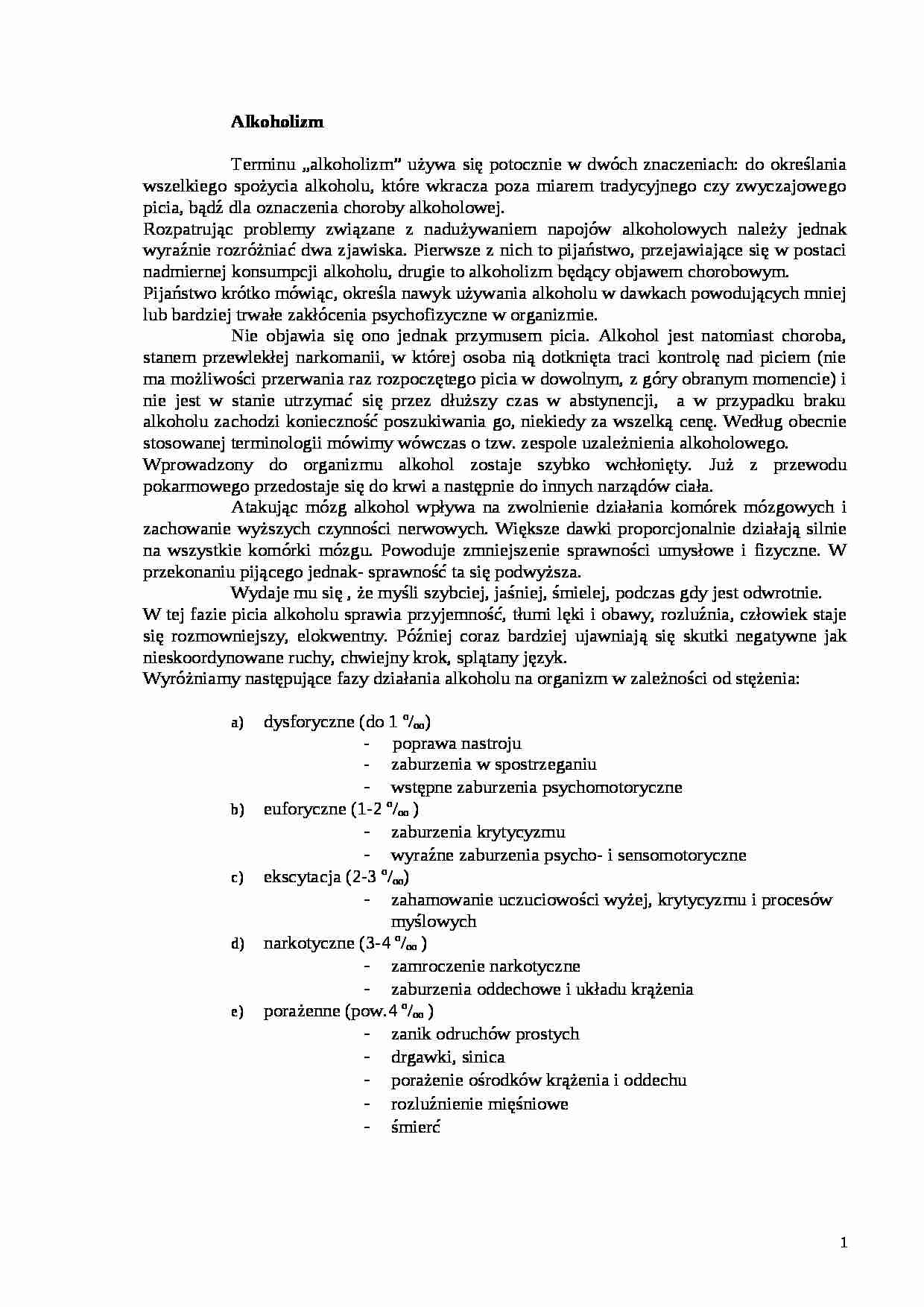 Alkoholizm-omówienie problemu - strona 1