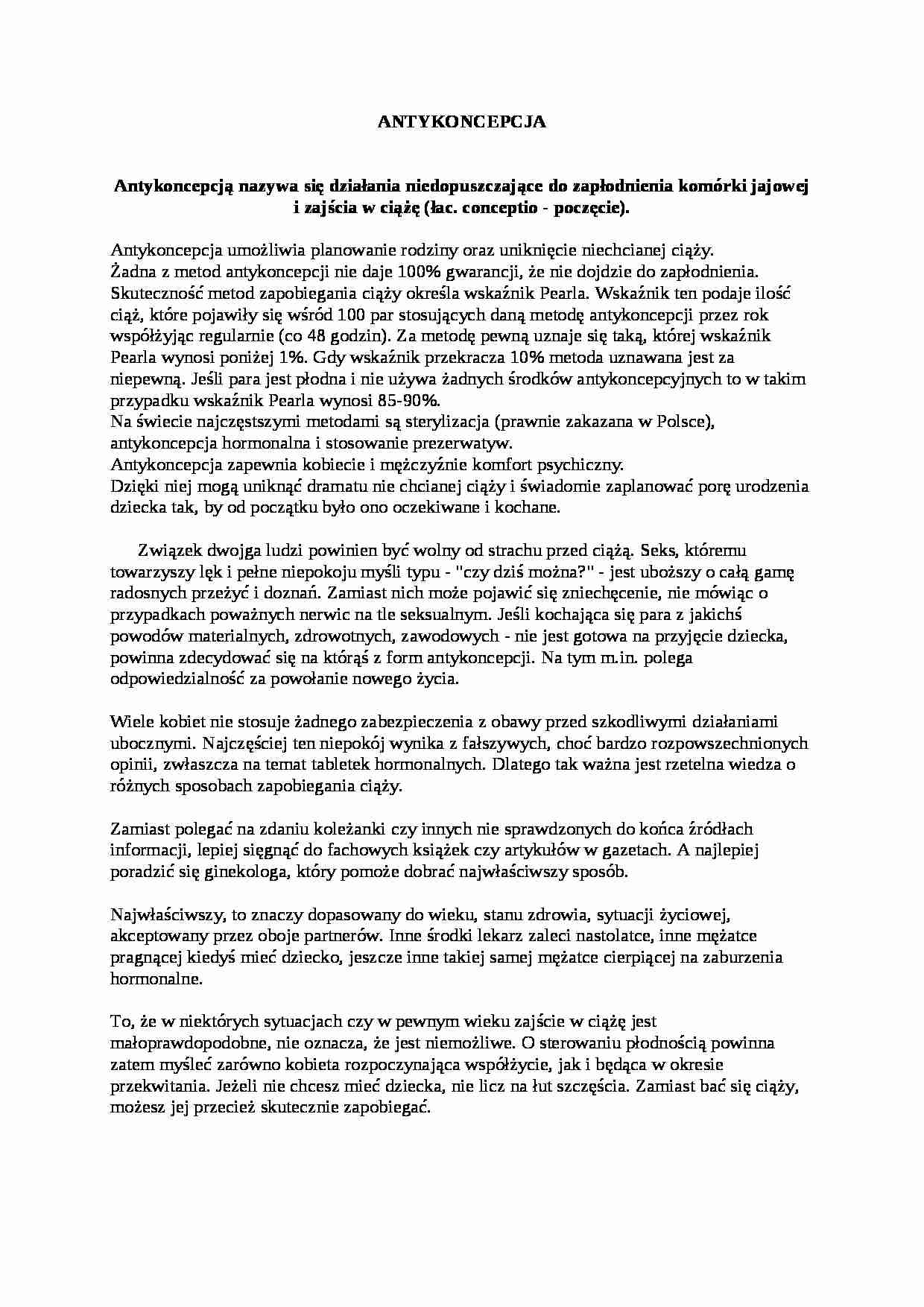 Antykoncepcja-omówienie - strona 1