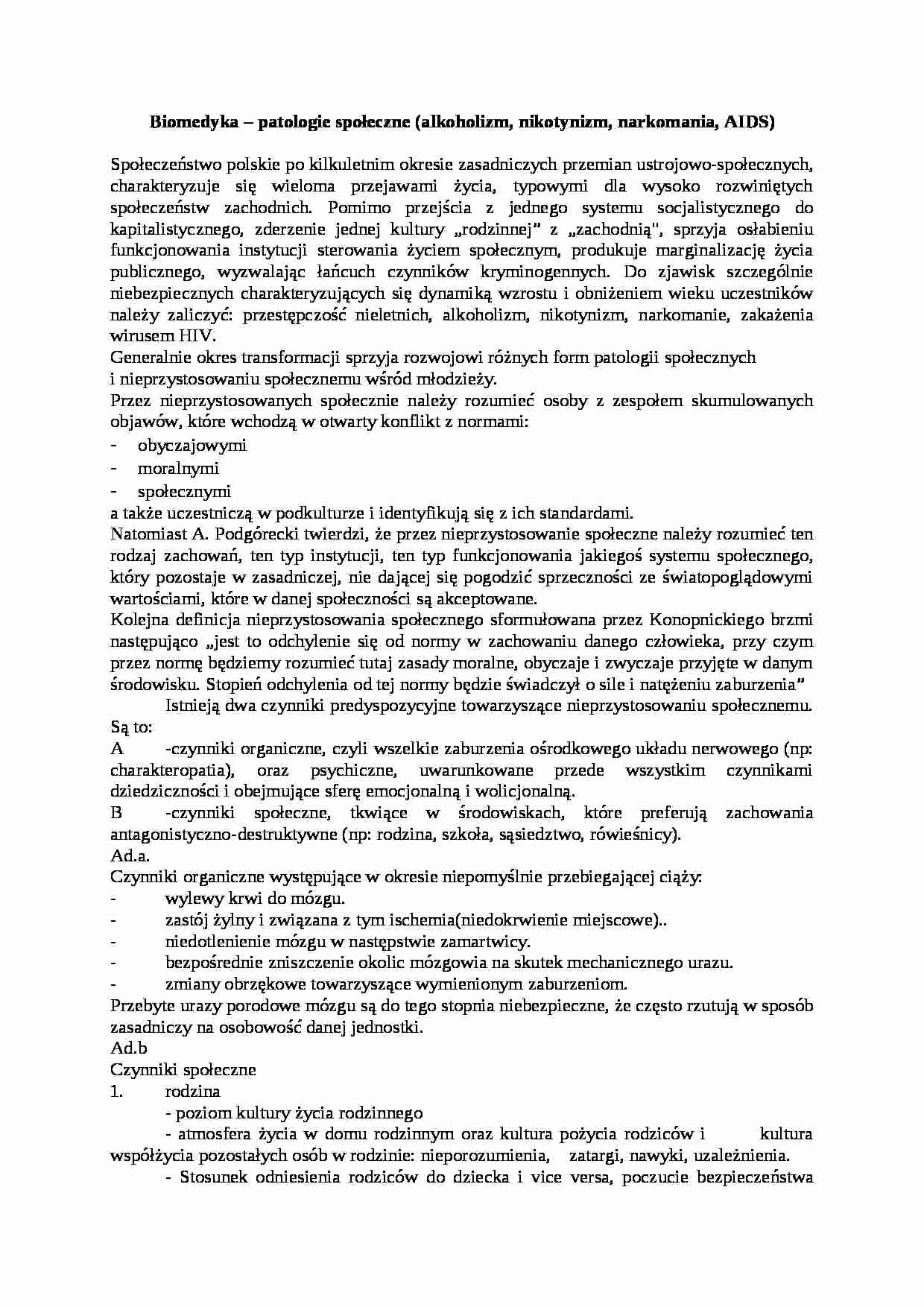 Biomedyka - patologie społeczne - strona 1