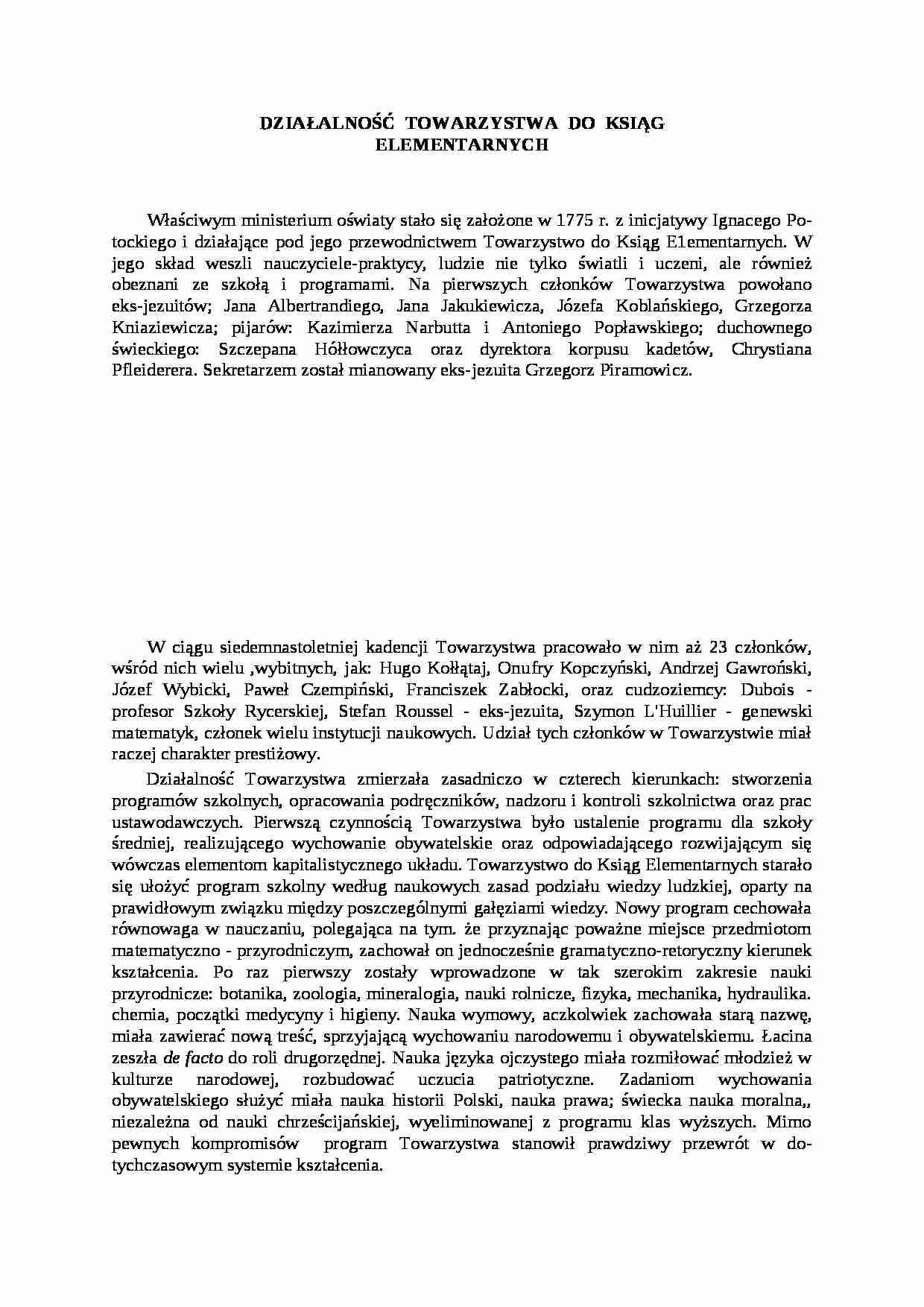 Działalność Towarzystwa do Ksiąg Elementarnych - strona 1