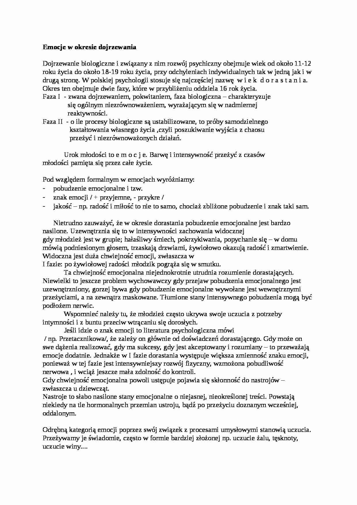 Emocje w okresie dojrzewania - strona 1