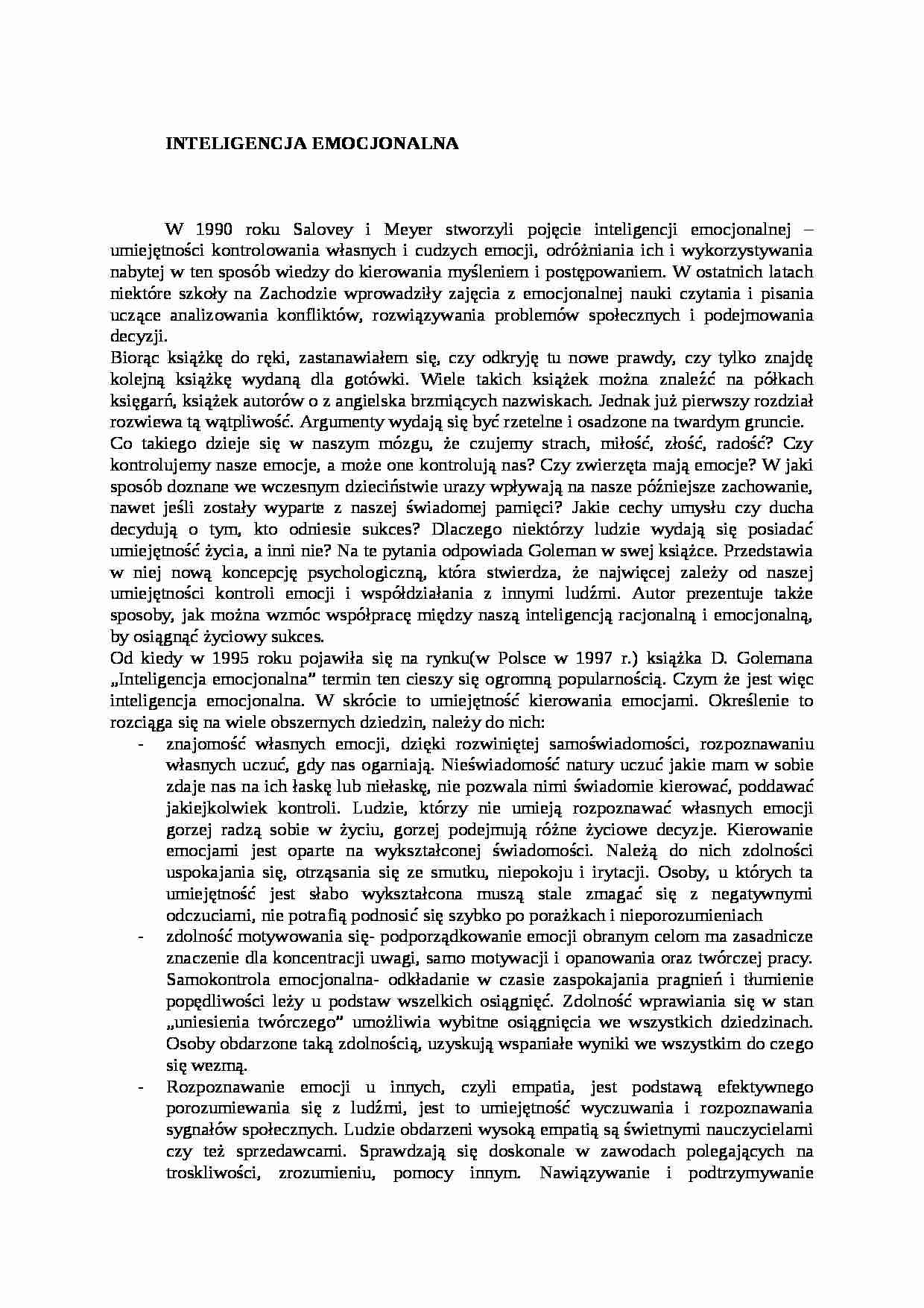 Inteligencja emocjonalna - Salovey i Meyer - strona 1