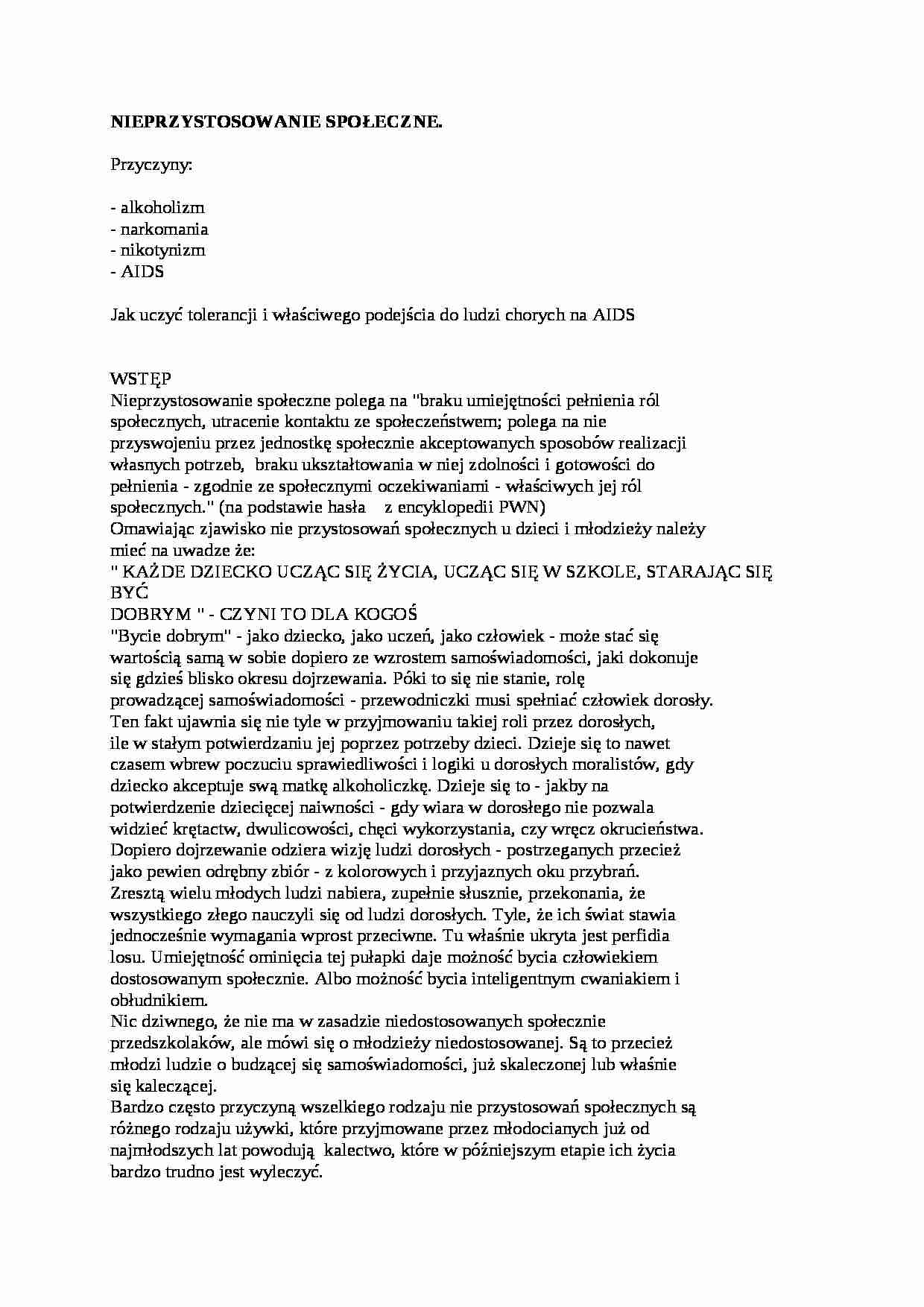 Nieprzystosowanie społeczne - cechy uzależnień - strona 1