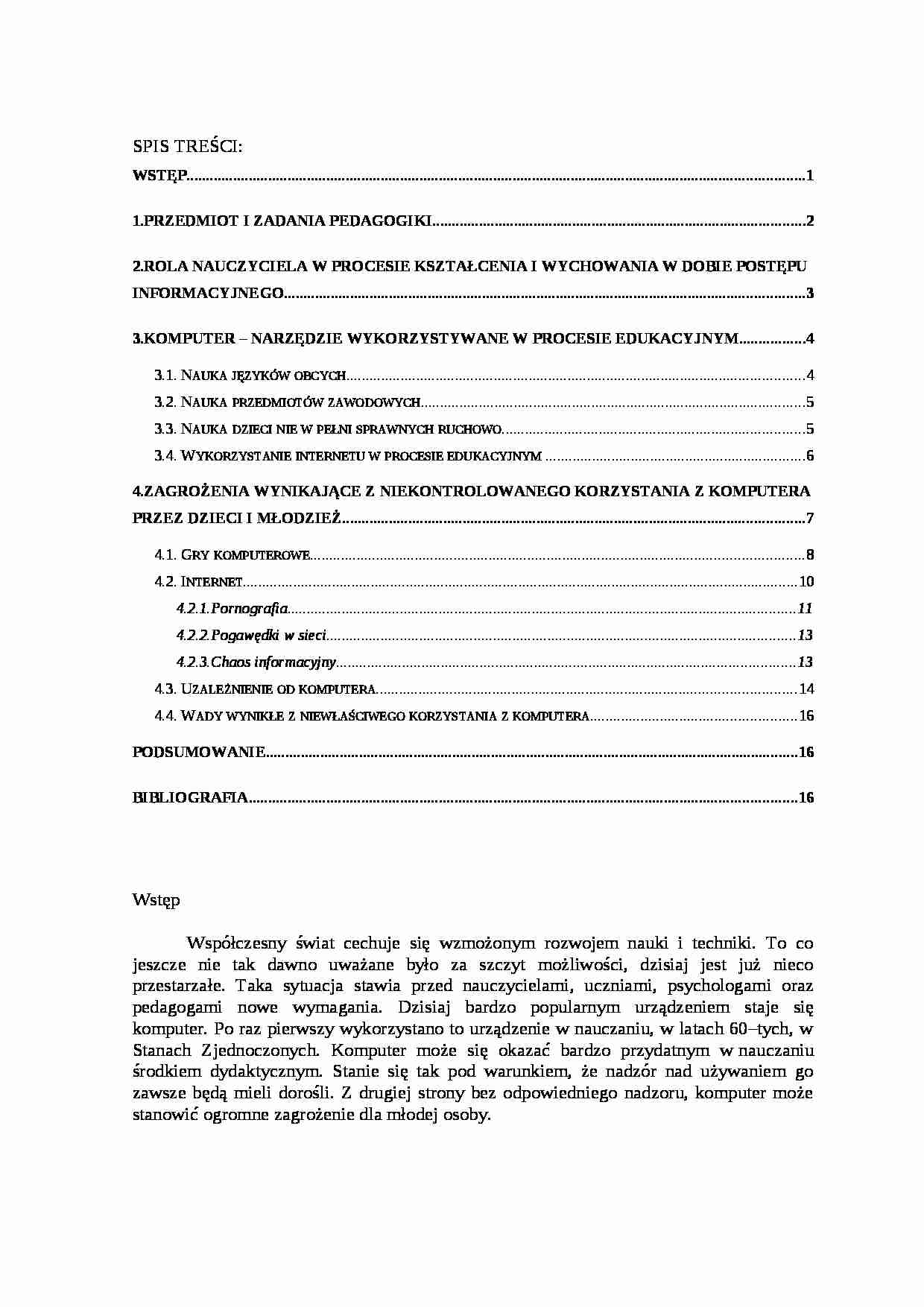 Pedagogika-opracowanie - strona 1