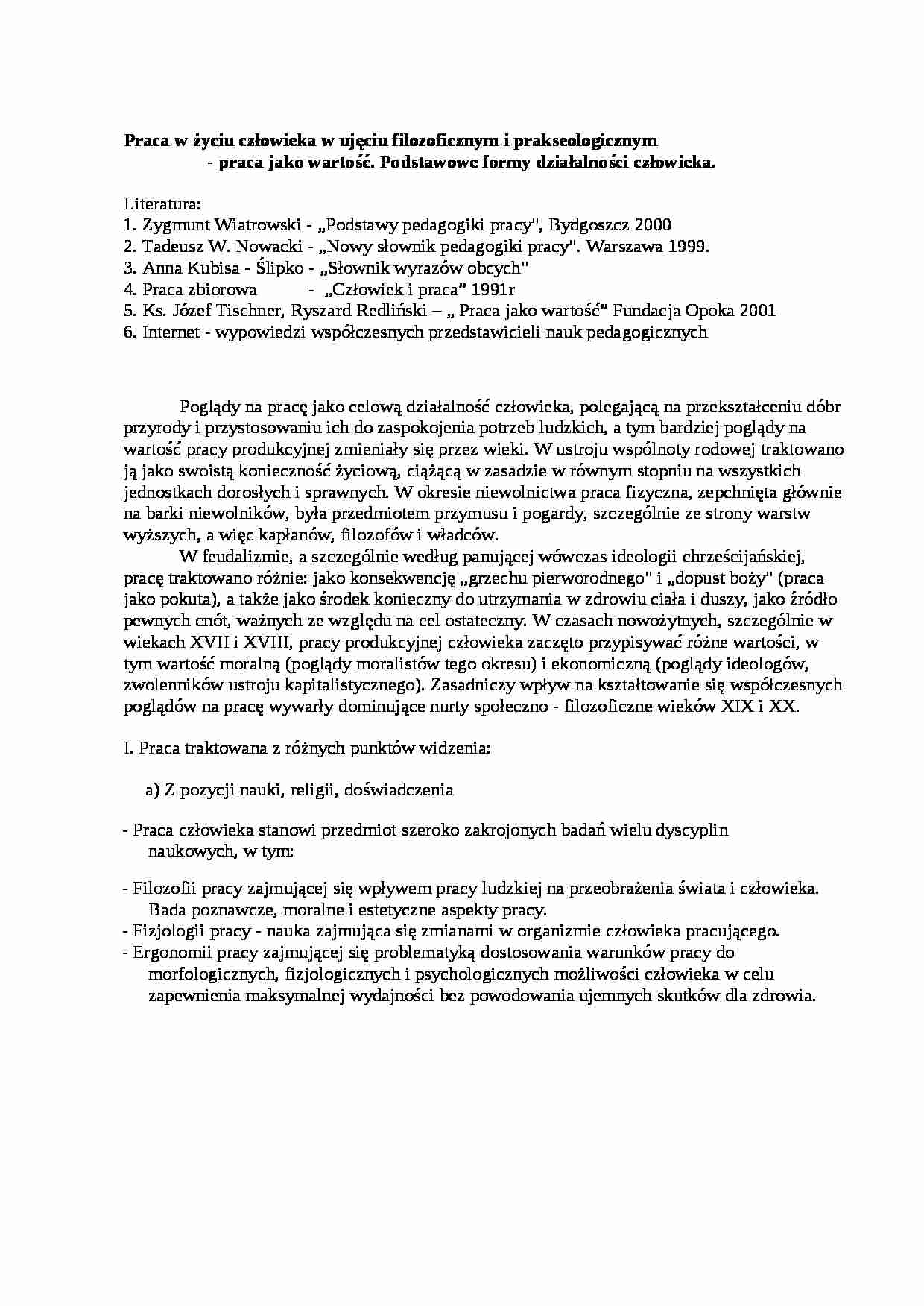 Podstawowe formy działalności człowieka - strona 1
