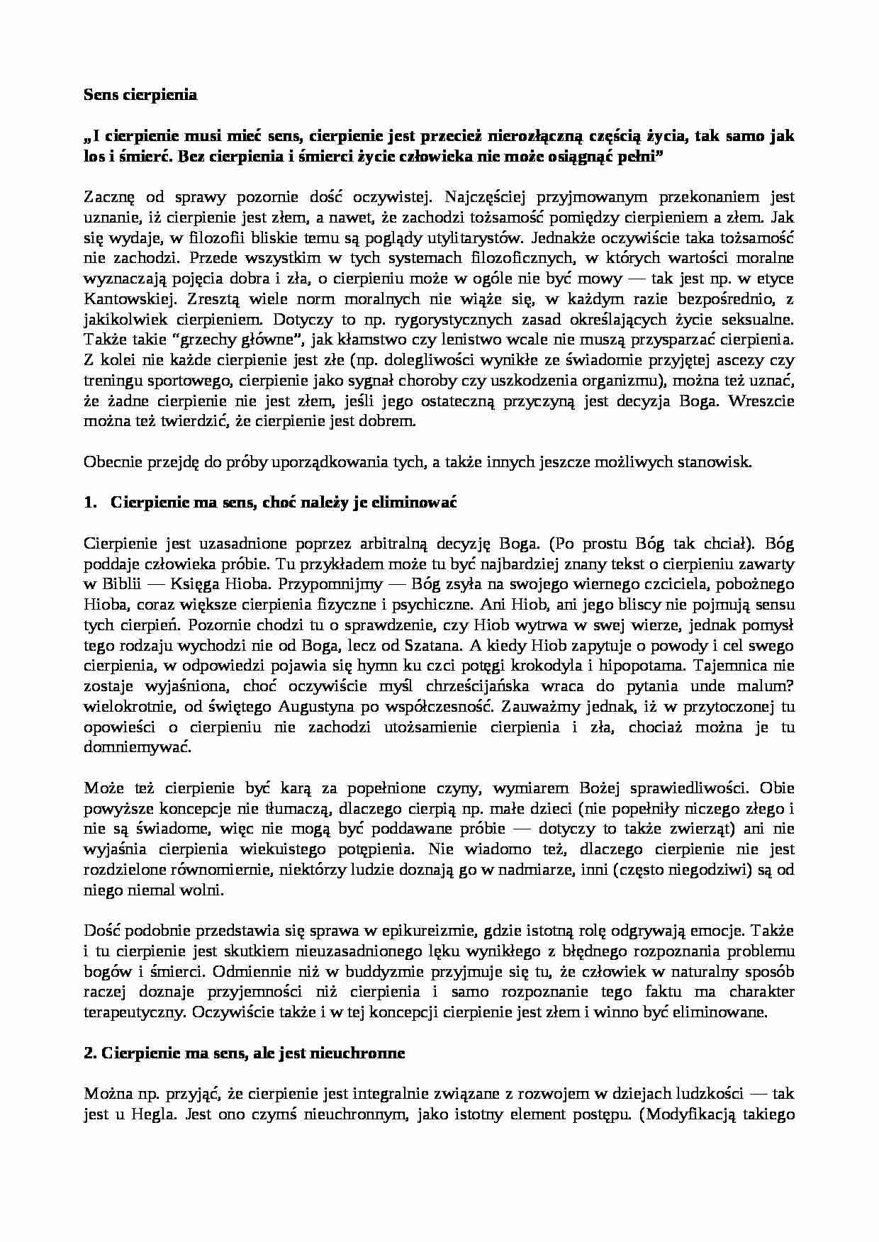 Sens cierpienia - strona 1