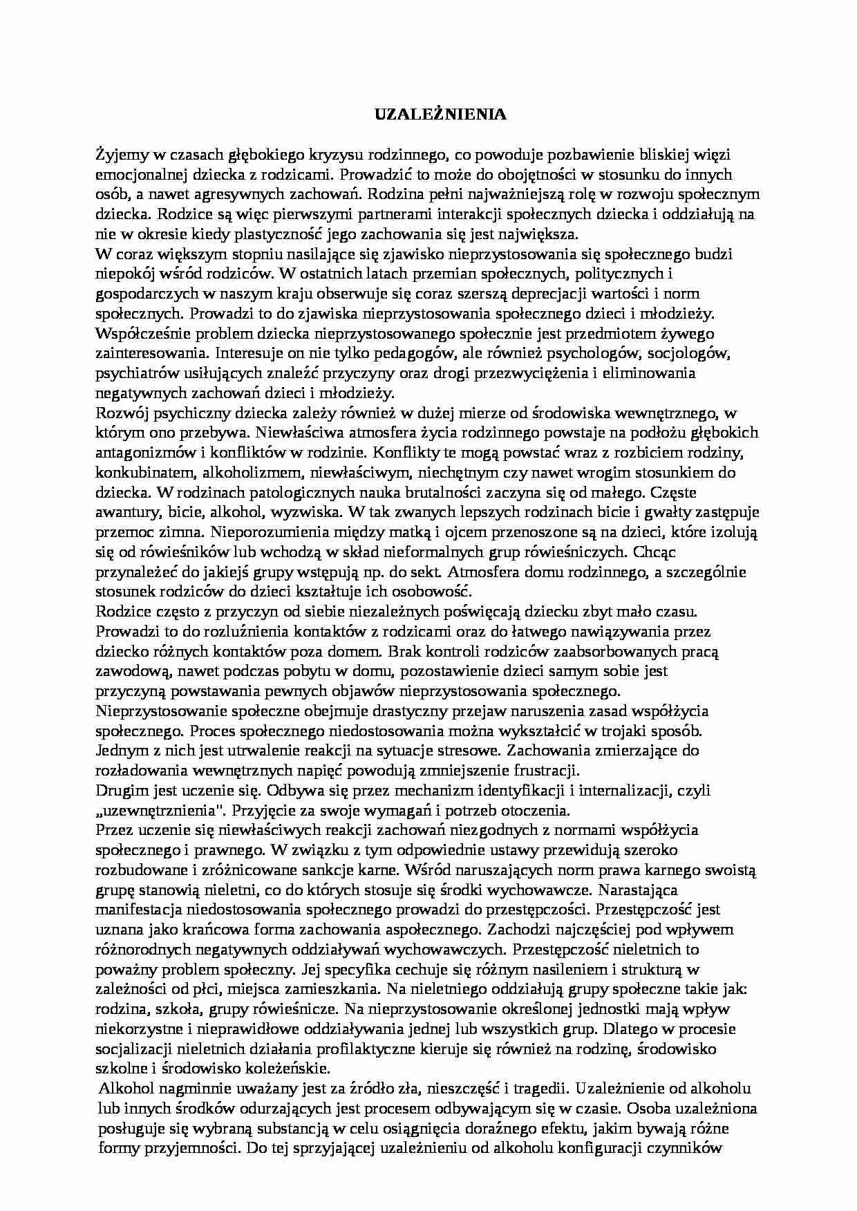 Uzależnienia-opracowanie - strona 1