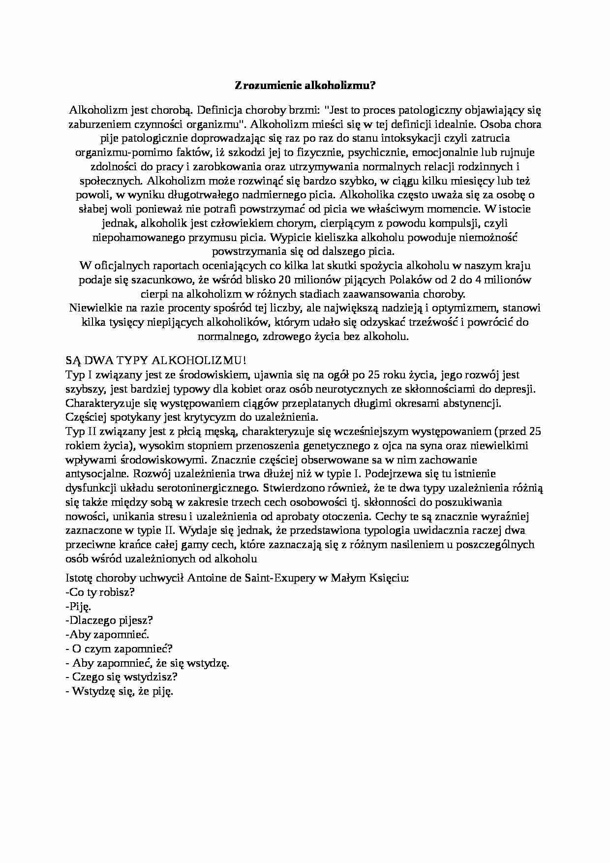 Zrozumienie alkoholizmu - strona 1