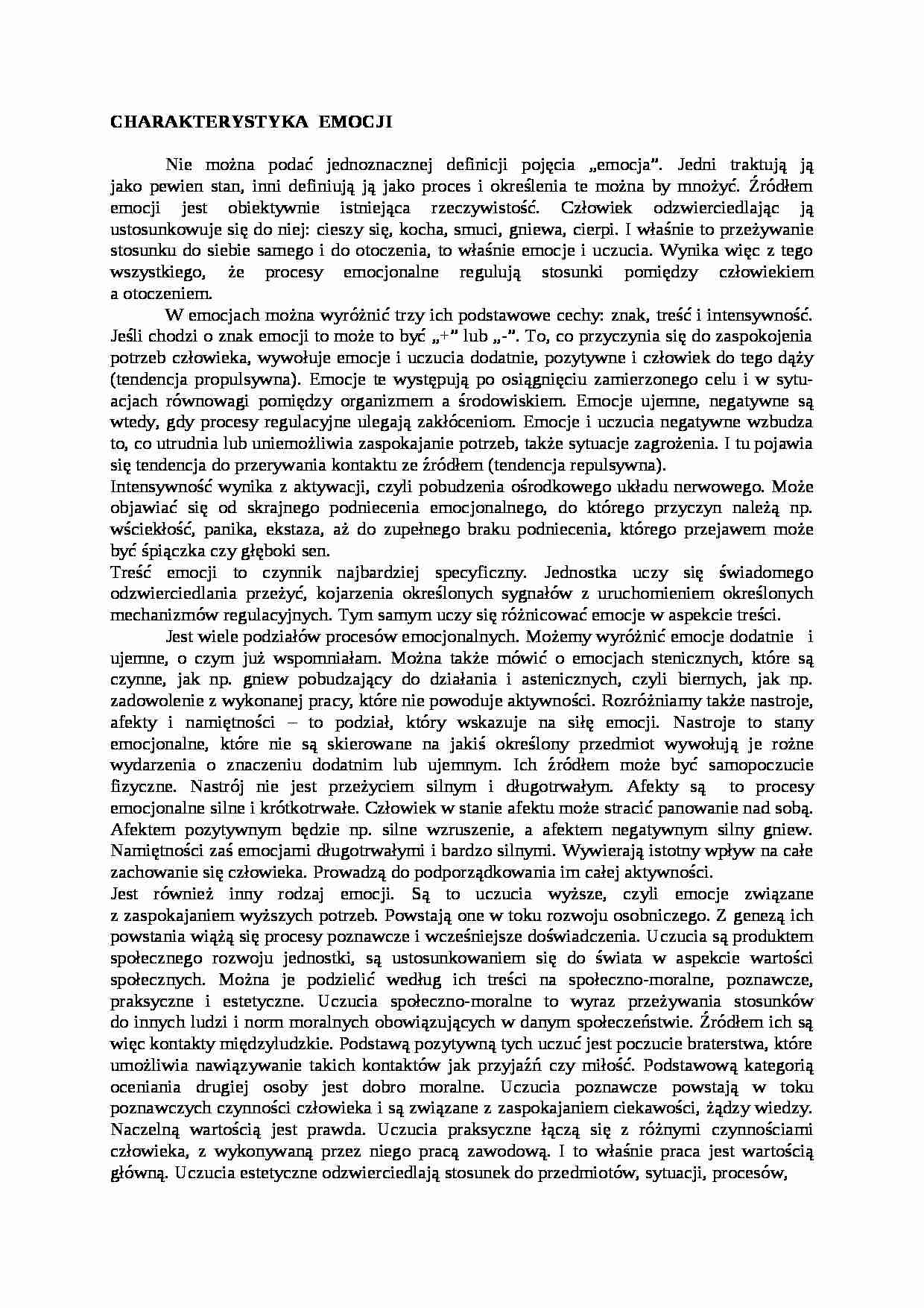 Charakterystyka emocji - strona 1