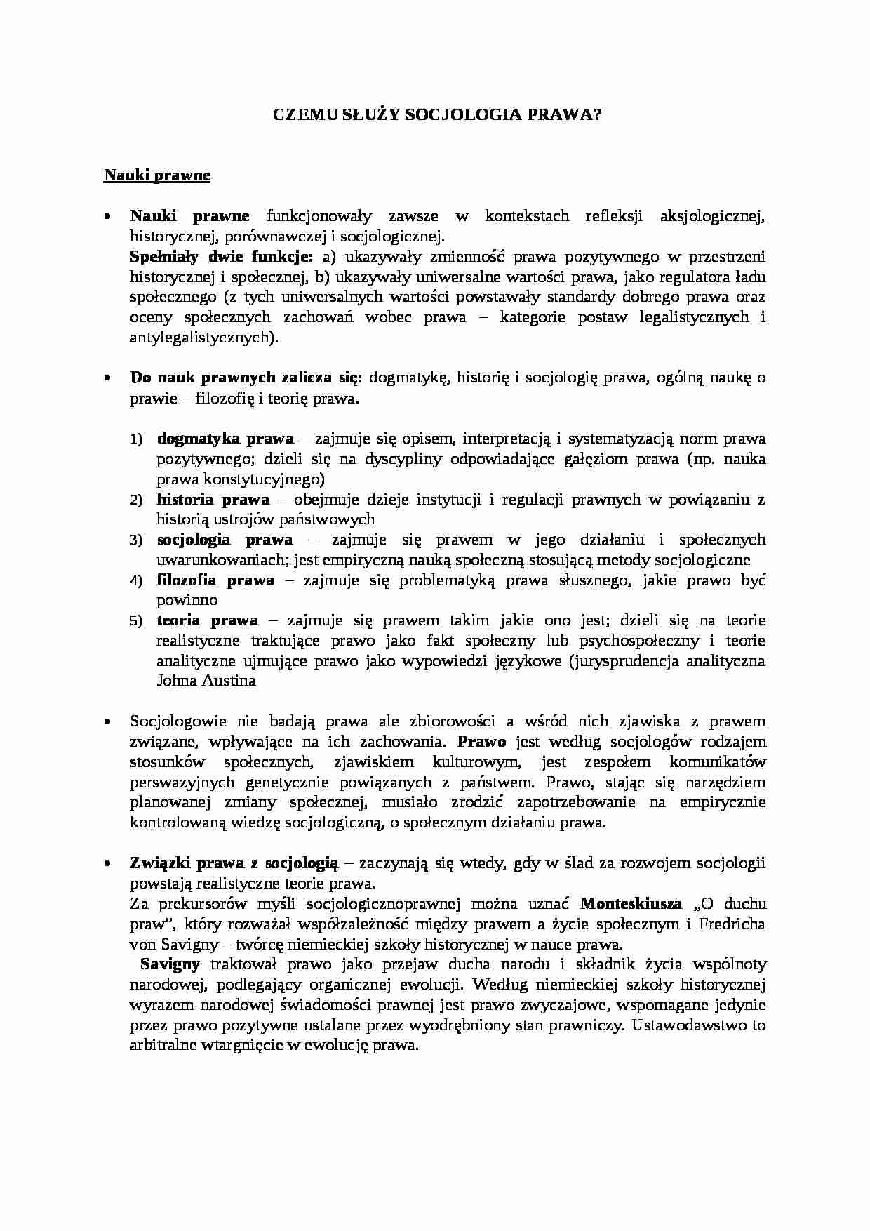 Funkcje socjologi prawa - strona 1