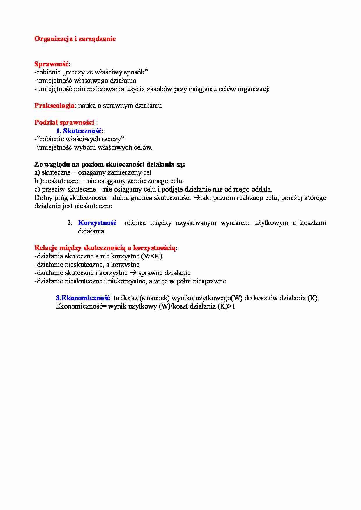 Organizacja i zarządzanie-Prakseologia - strona 1