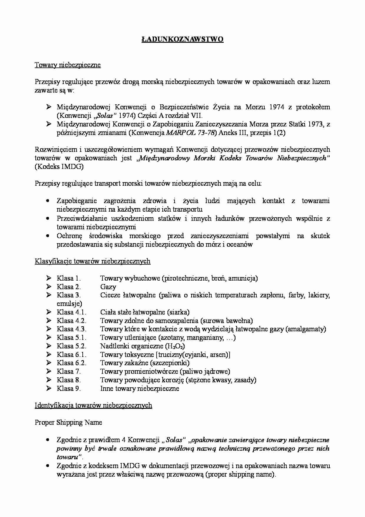 Ładunkoznastwo - Towary niebezpieczne - strona 1
