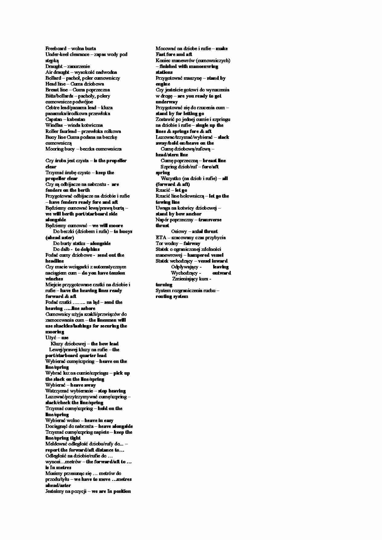 Słówka potrzebne na statku - strona 1