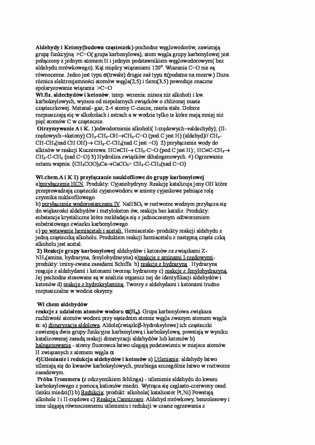 Chemia - Aldehydy i ketony - strona 1