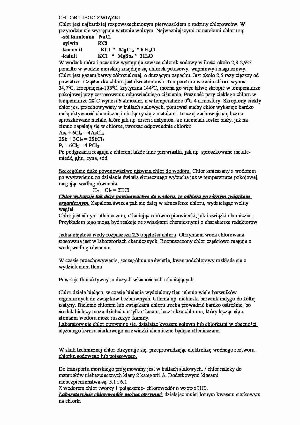 Chlor i jego związki - strona 1