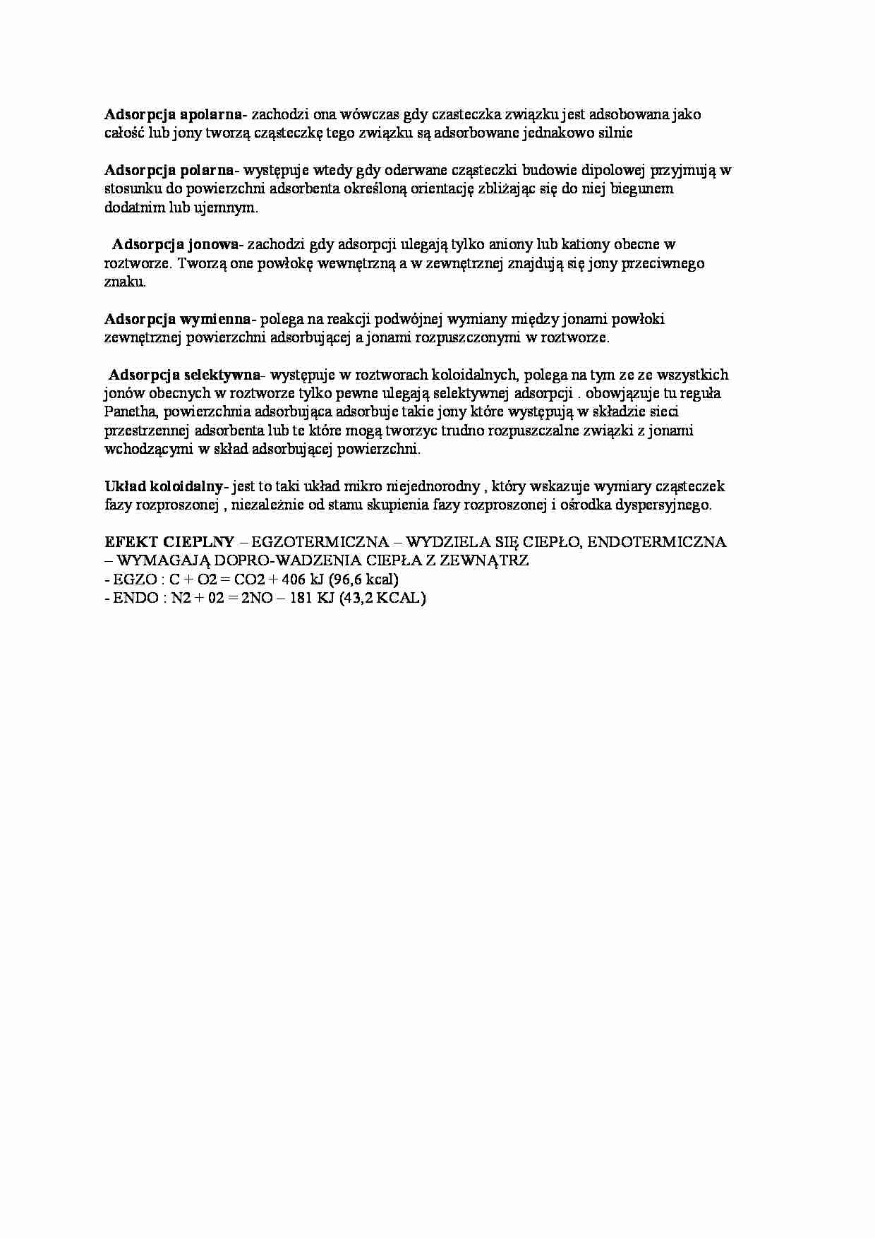 Rodzaje adsorpcji - poprawa I kolokwium - strona 1