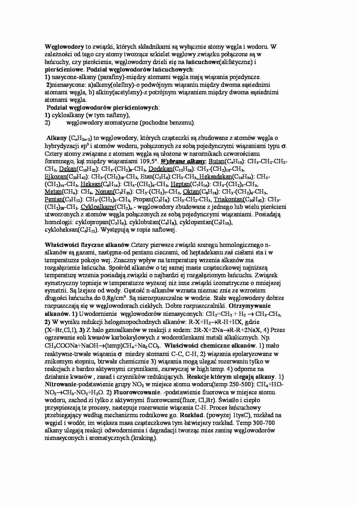 Węglowodory-podział i charakterystyka - strona 1