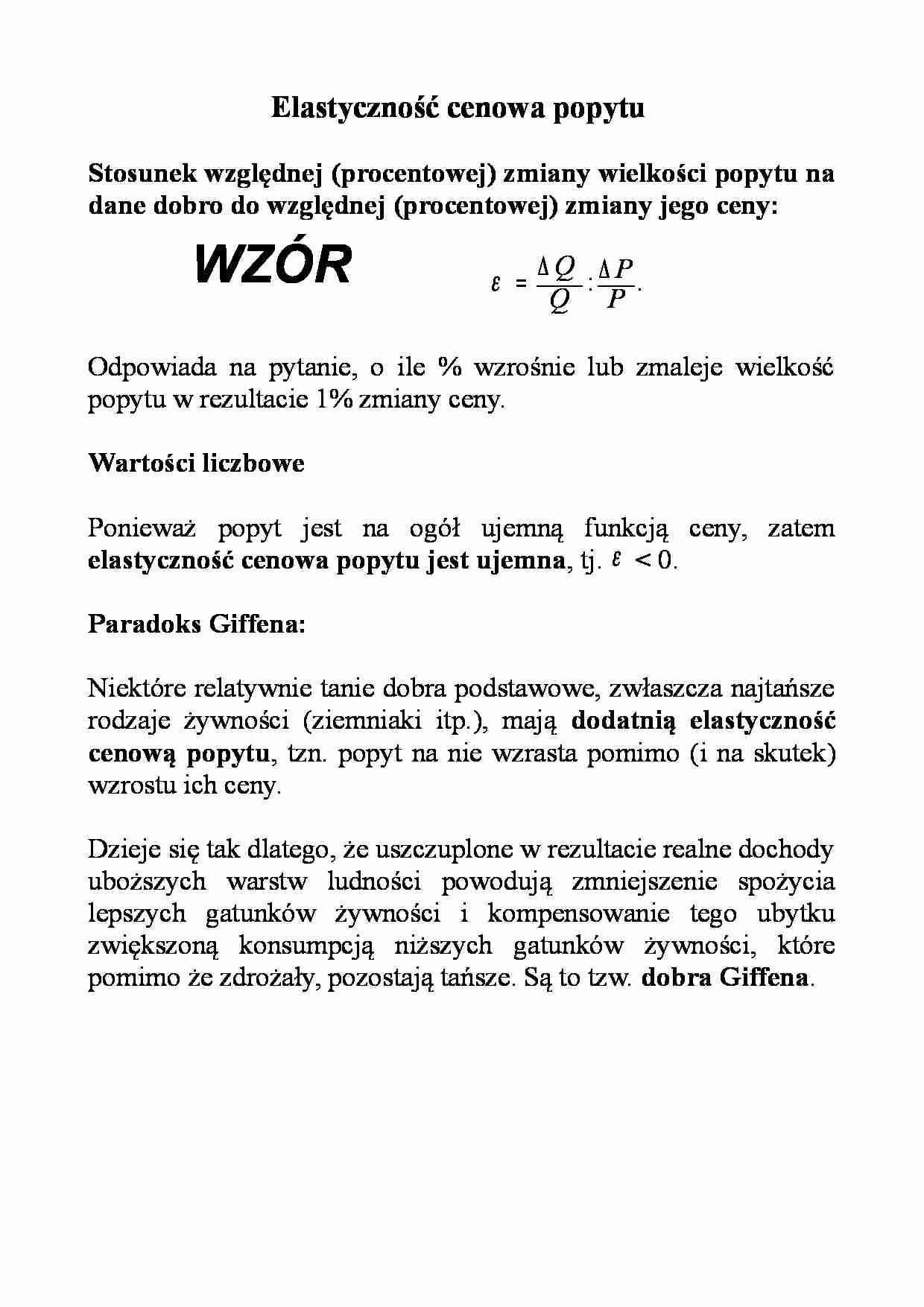 Elastyczność cenowa popytu - strona 1