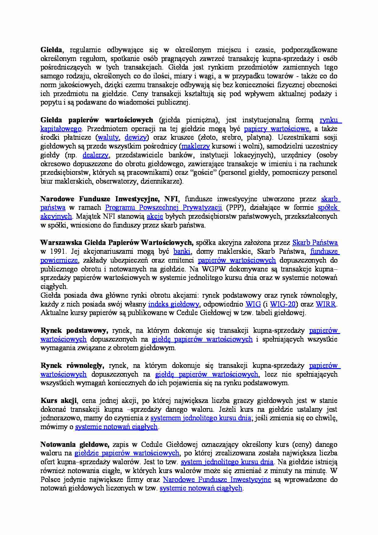 Ekonomia - pojęcie giełdy - strona 1