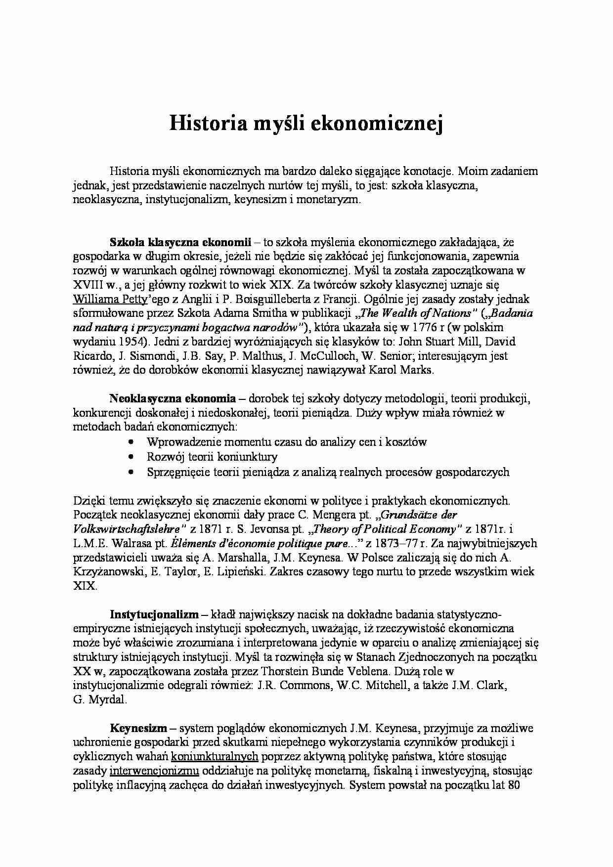 Historia myśli ekonomicznej - Neoklasyczna ekonomia - strona 1