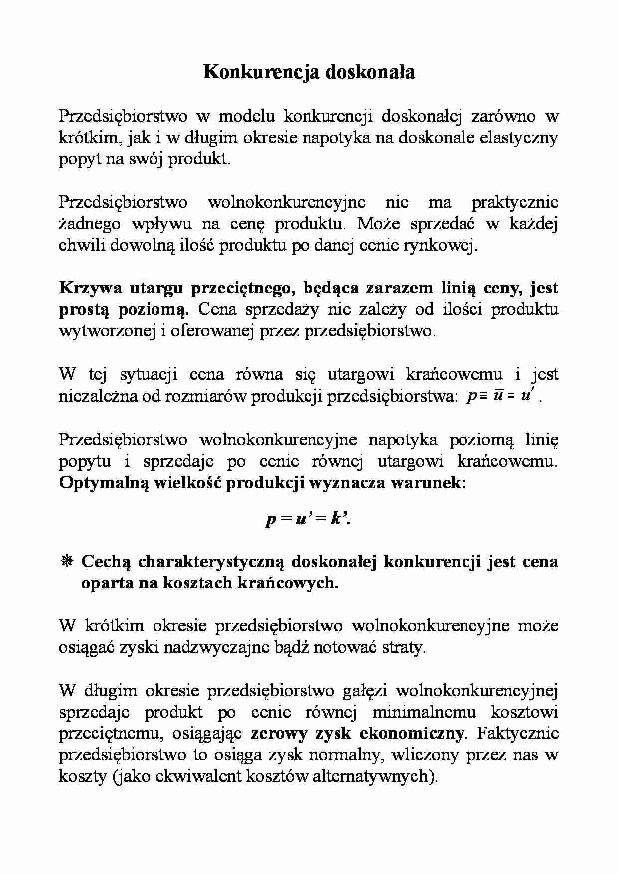 Ekonomia - Konkurencja doskonała - strona 1