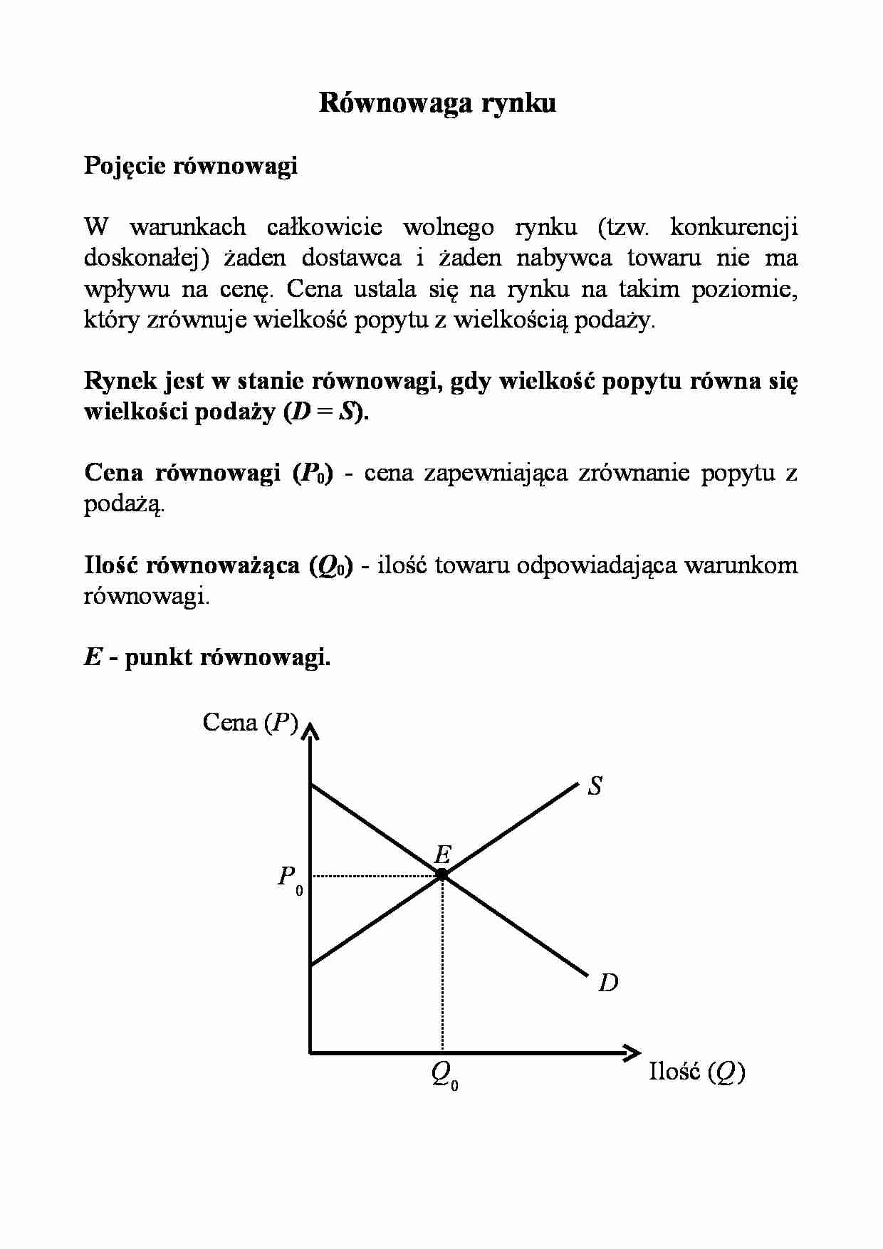 Ekonomia - Równowaga rynku - strona 1
