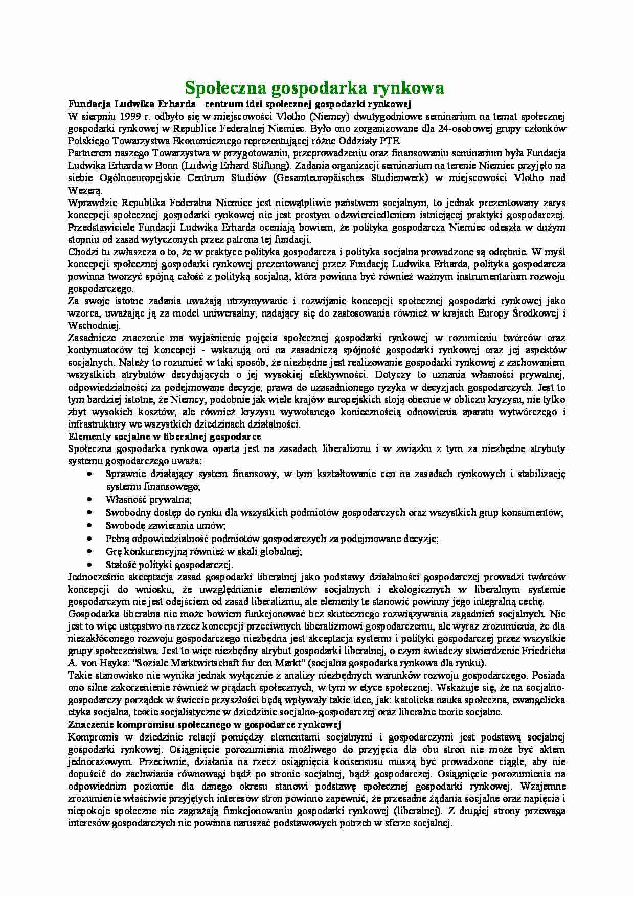 Społeczna gospodarka rynkowa - Kompromis społeczny - strona 1