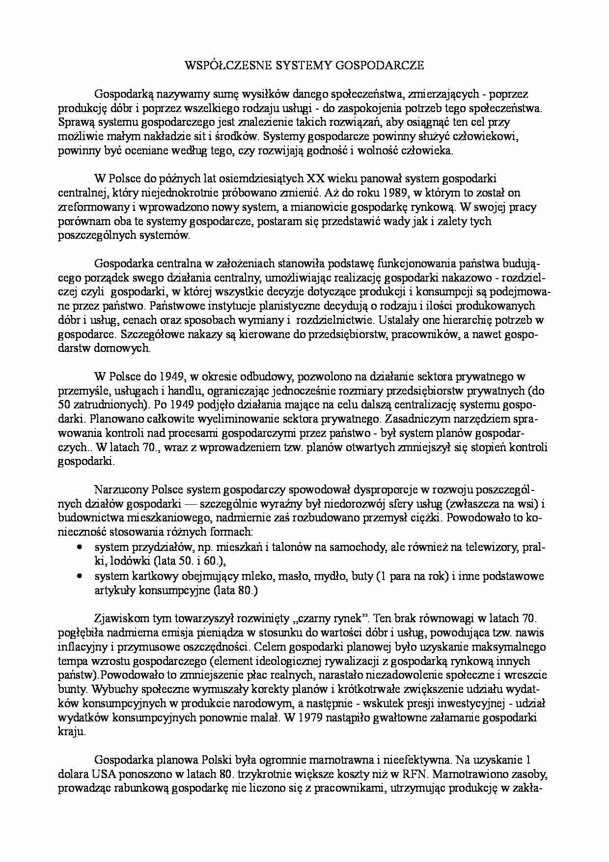 Współczesne systemy gospodarcze - strona 1