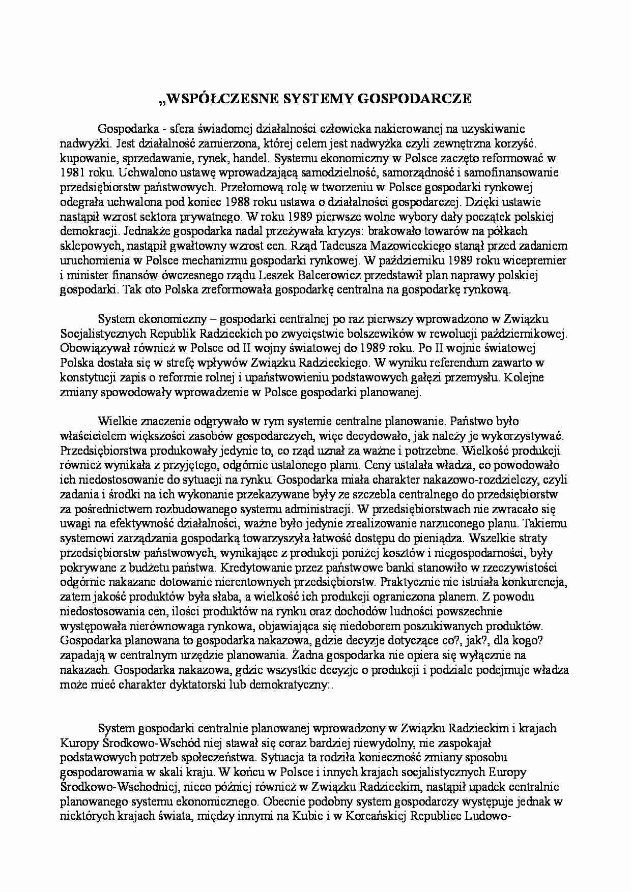 Współczesne systemy gospodarcze 2 - strona 1