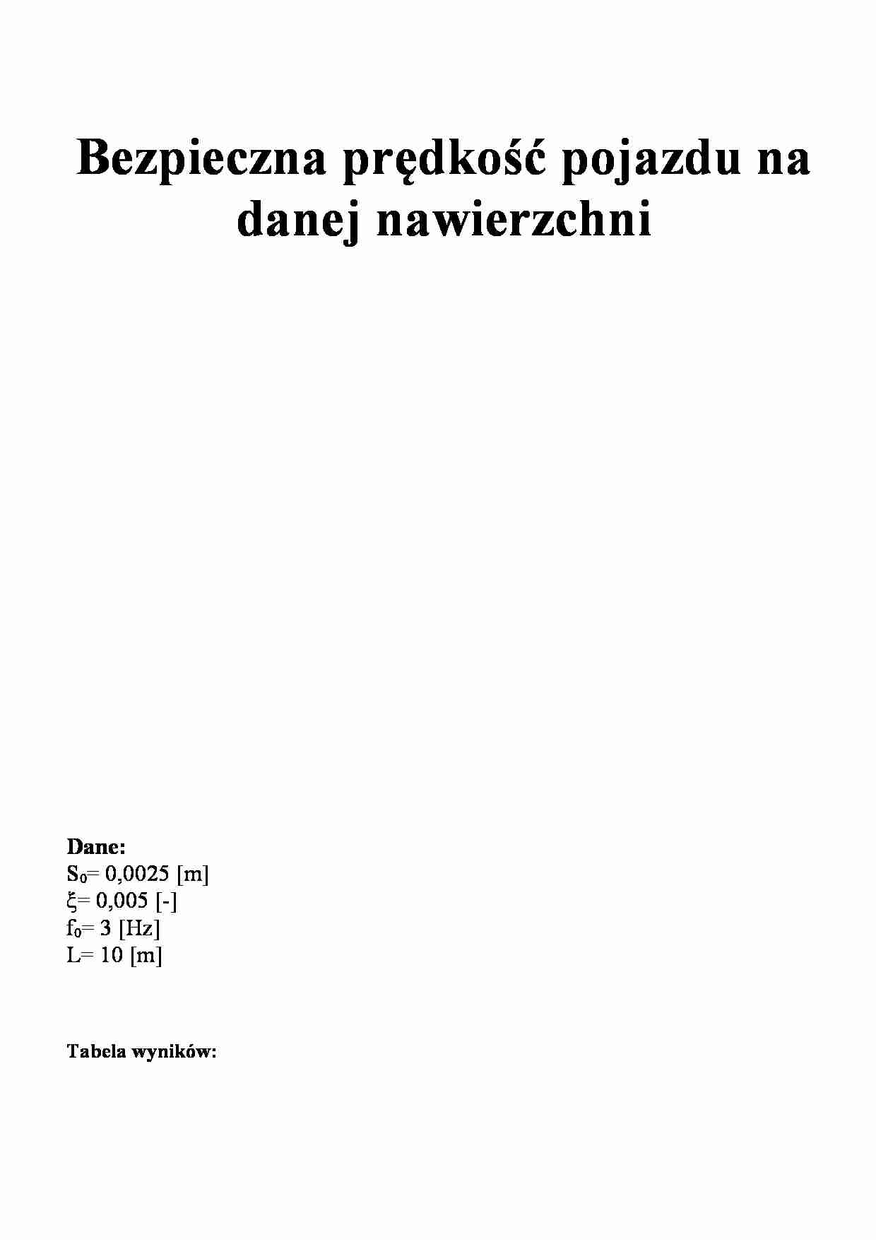 Bezpieczna prędkość pojazdu na danej nawierzchni - strona 1