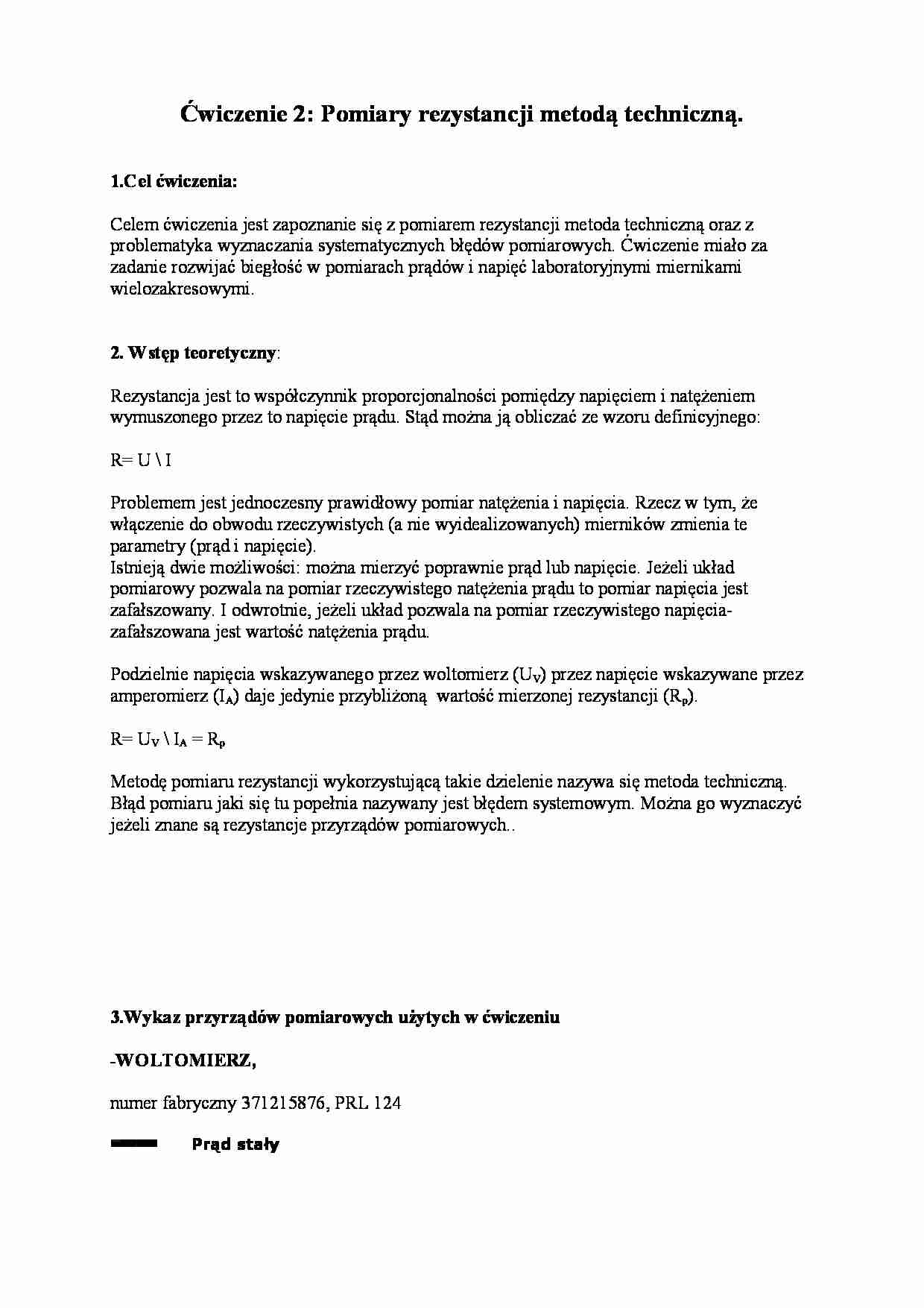 Pomiary rezystancji metodą techniczna - strona 1