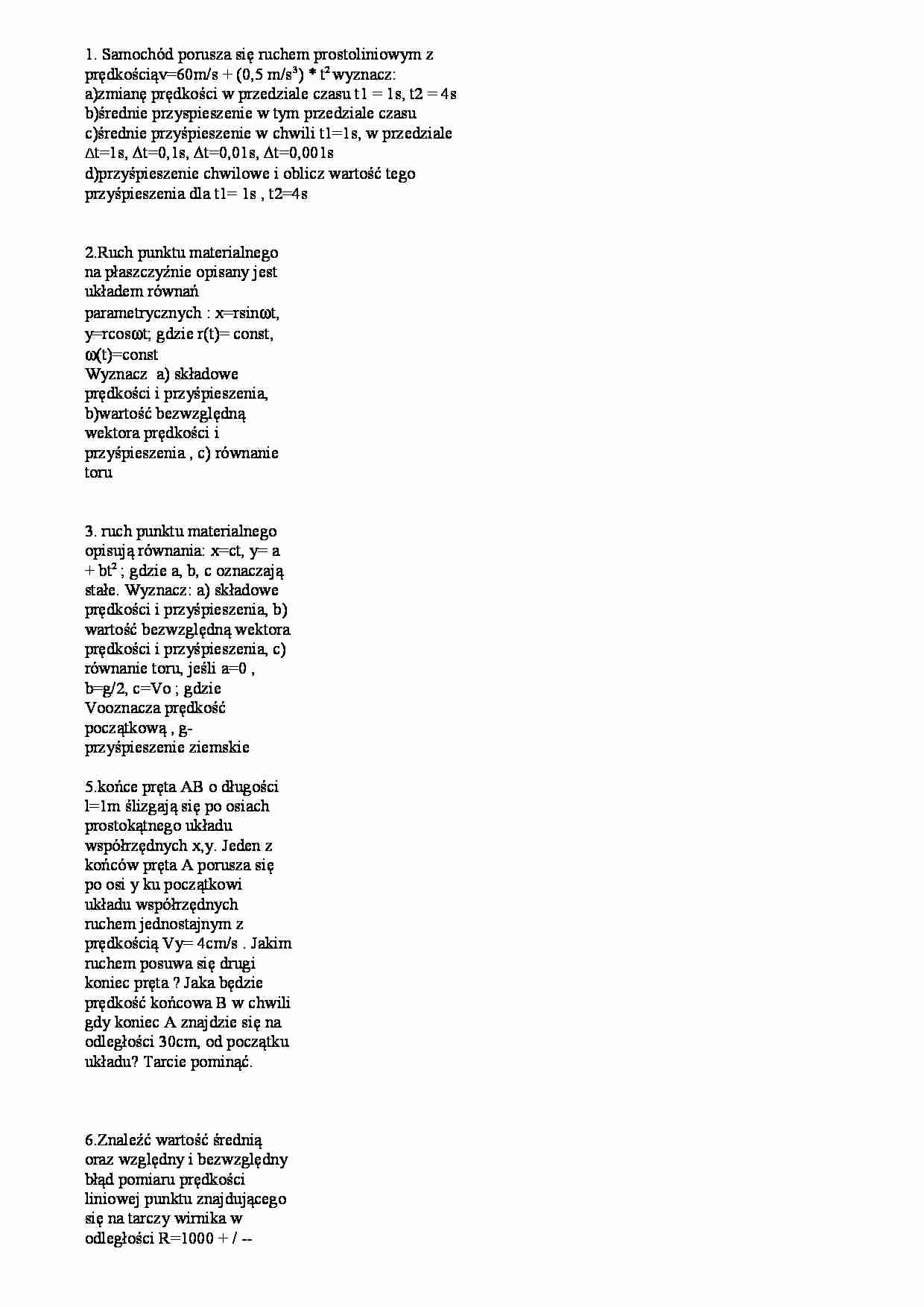 Kolokwium z fizyki 1 - strona 1