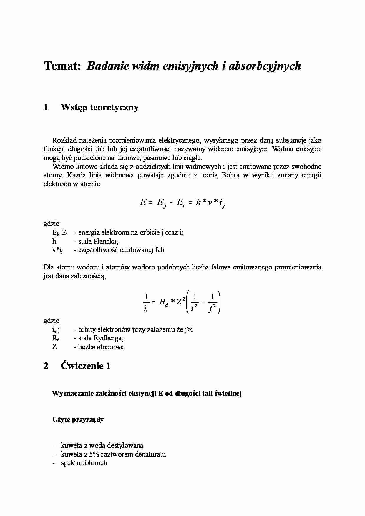 Badanie widm emisyjnych i absorbcyjnych - strona 1