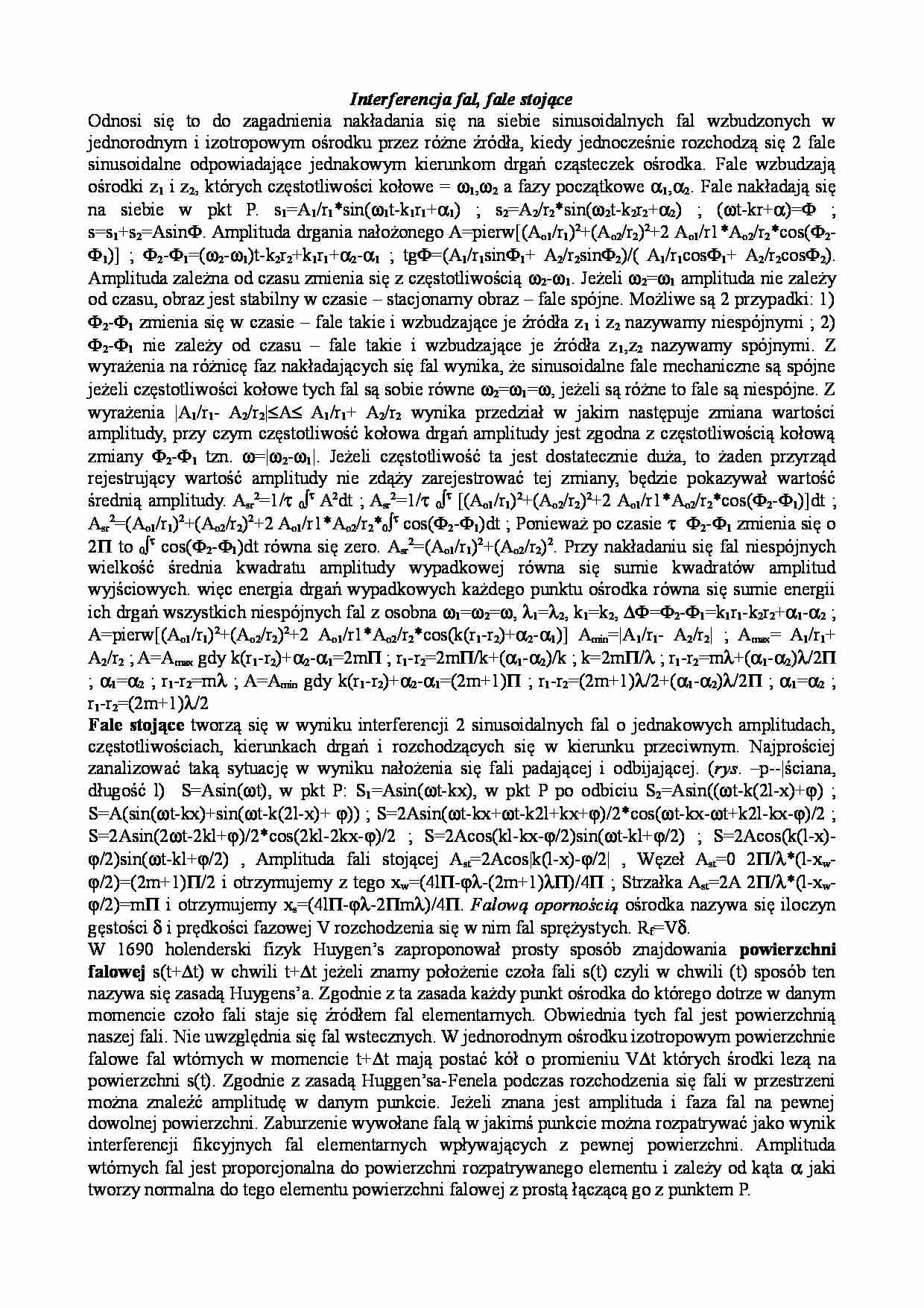 Interferencja fal, fale stojące - strona 1