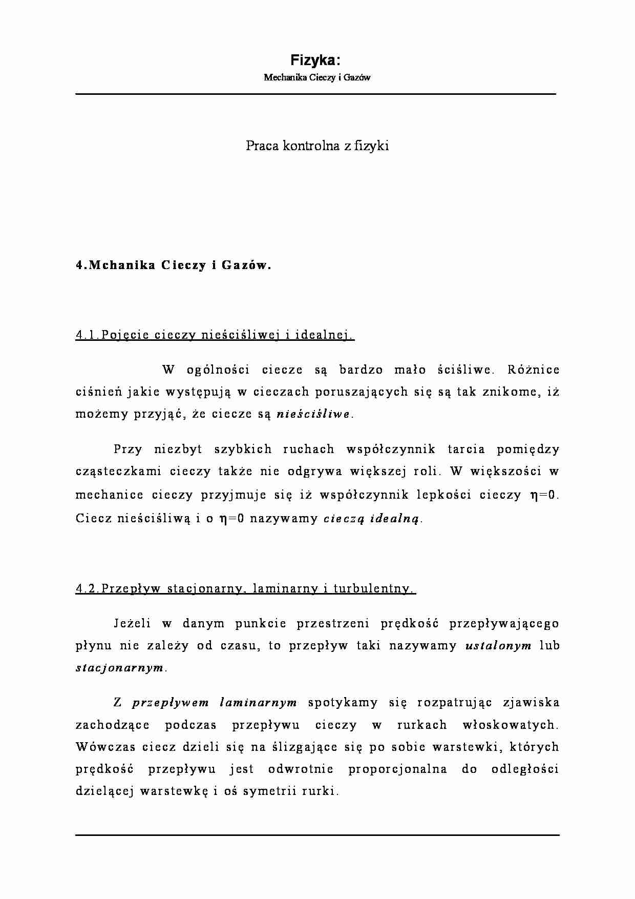 Mechanika cieczy i gazów - strona 1